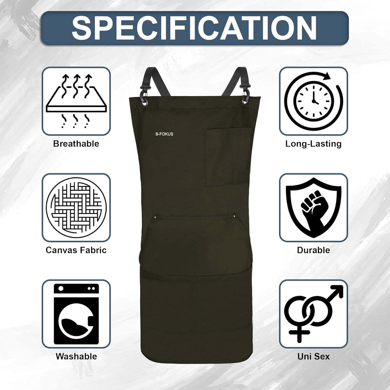 Premium Multi-Use Cotton Canvas Apron &ndash; Durable 10Oz Adjustable Aprons for Cooking, BBQ, Crafting with Pockets, Brass Hardware, Aprons for Women and Men, Chef Apron, Waterproof Apron - Blue image number 5