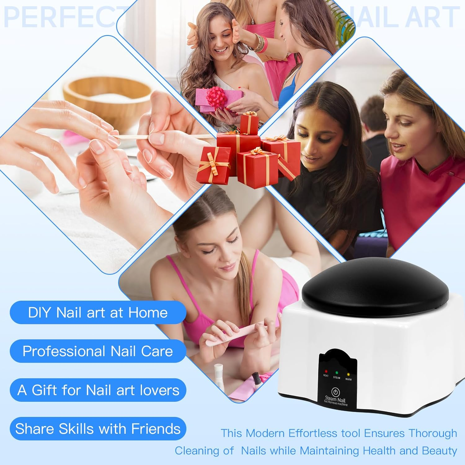 36W Steam Nail Polish Remover Machine,Lxiangn Electric Nail Soaking Bowl Nail Steamer Gel Nail Polishing Remover for Acrylic Nail Salon image number 3