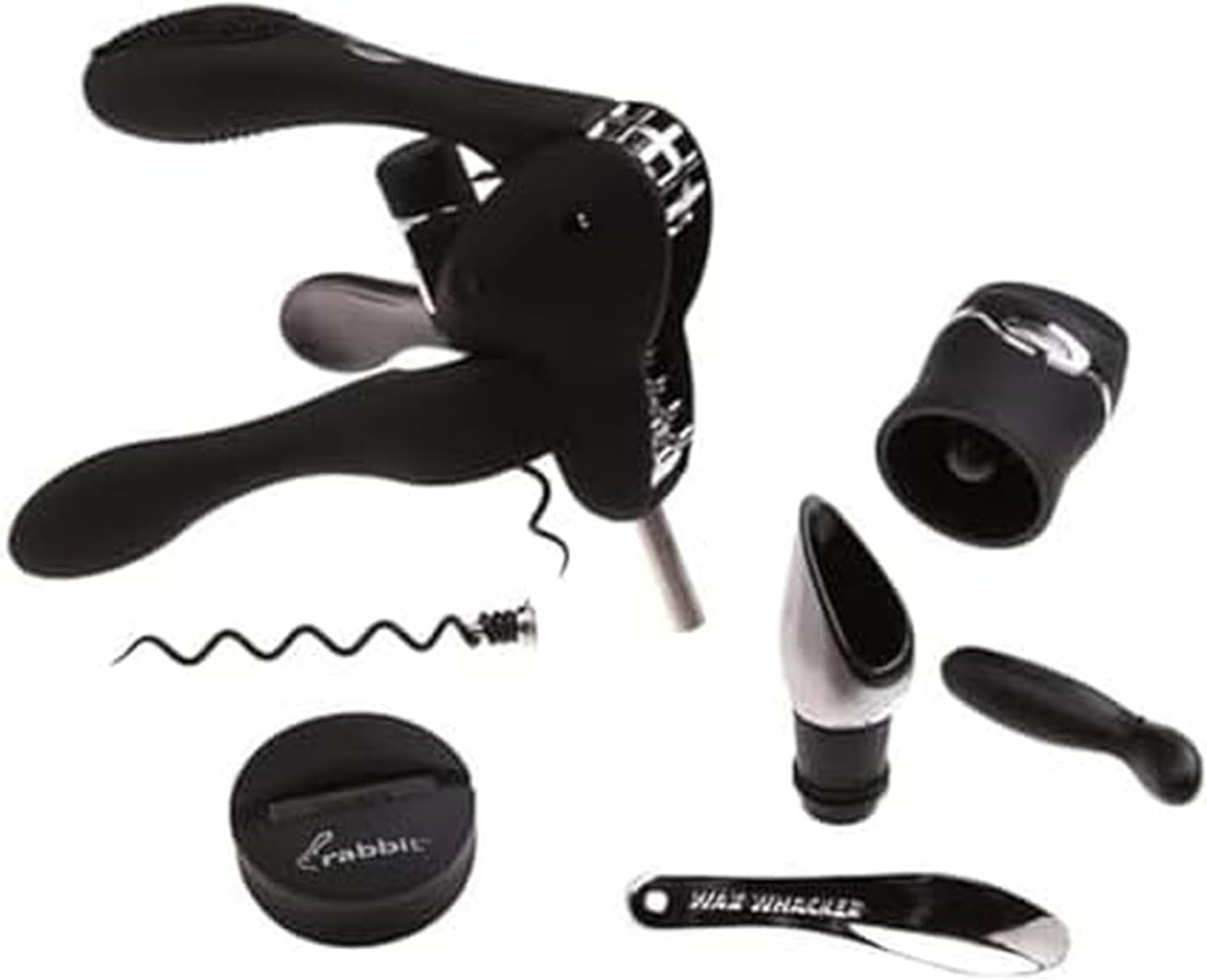 Rabbit 6-Piece Black Polycarbonate Wine Tool Kit