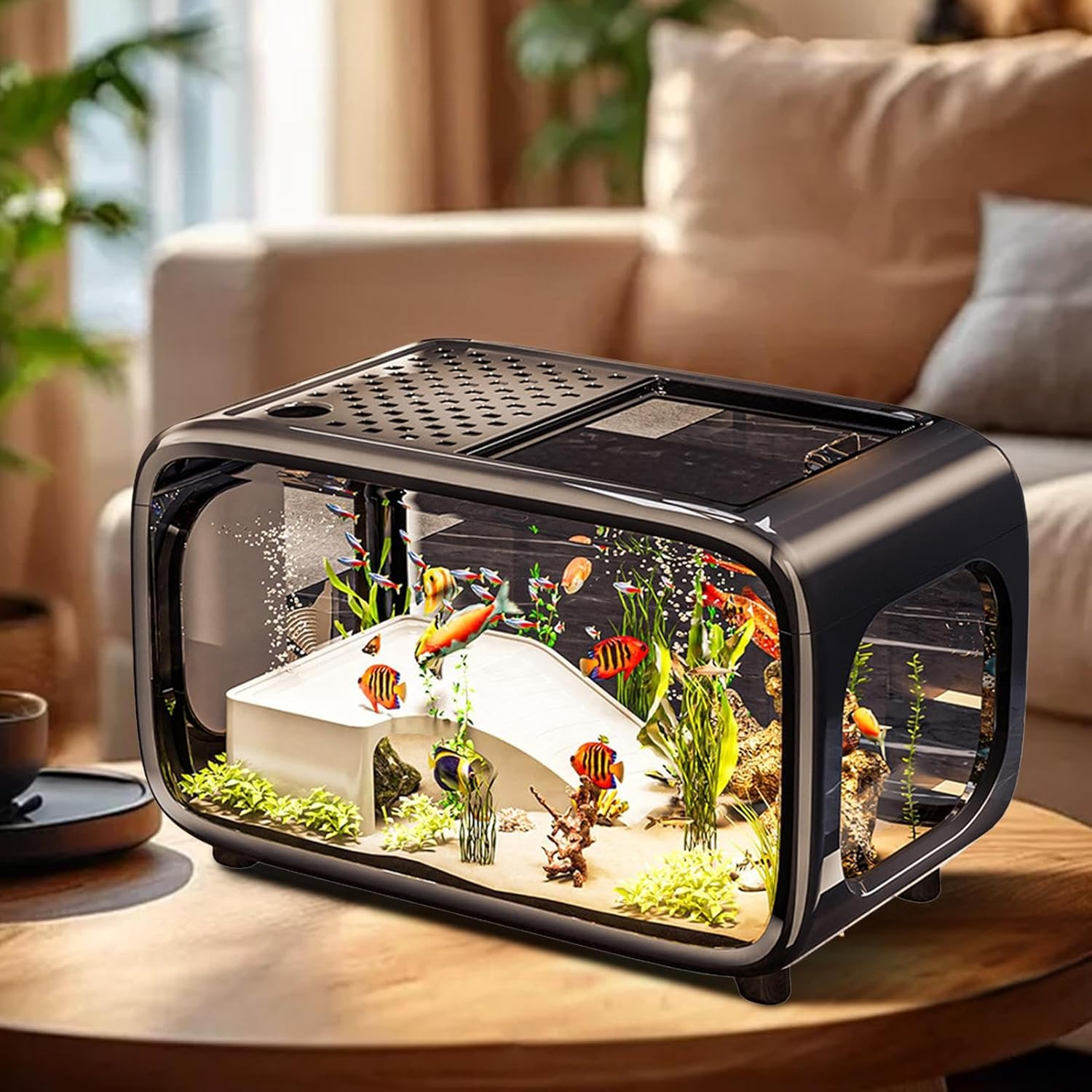 Aquarium Tank - Fish Bowl Landscape Aquarium - Acrylic Pet Care Aquatic Animals Container Bowl for Betta Shrimp Turtle Aquatic Planting Landscape Display image number 5