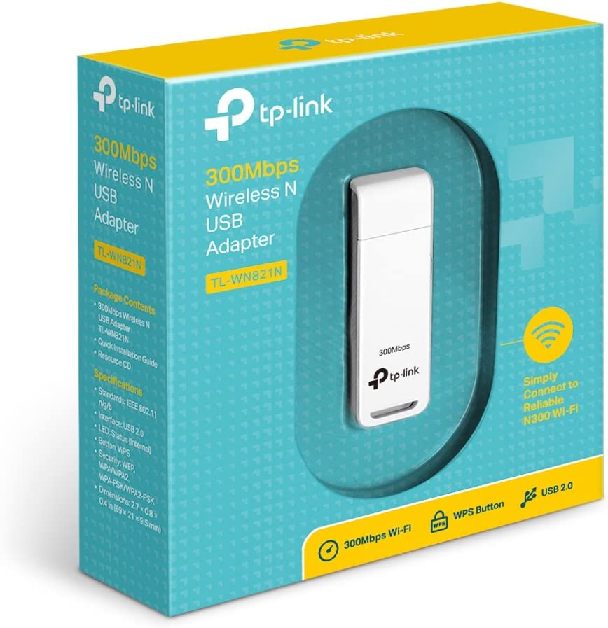 Tp-Link 300Mbps Wireless N USB Adapter, N Speed, Ideal for HD Video Streaming, MIMO Technology, Easy Setup, WPS Security, Supports Windows 8.1/8/7/XP, Mac OS, Linux (TL-WN821N) image number 1
