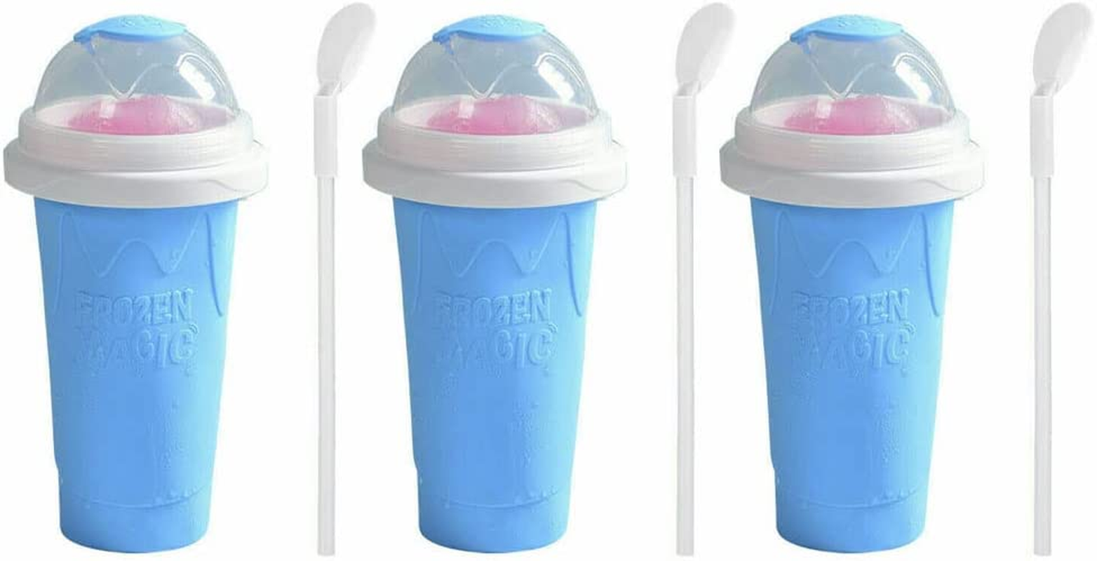 Slushie Maker Cup Quick Freeze Magic Squeeze Cup Milkshake Cup Ice Cream Maker (2, Blue)