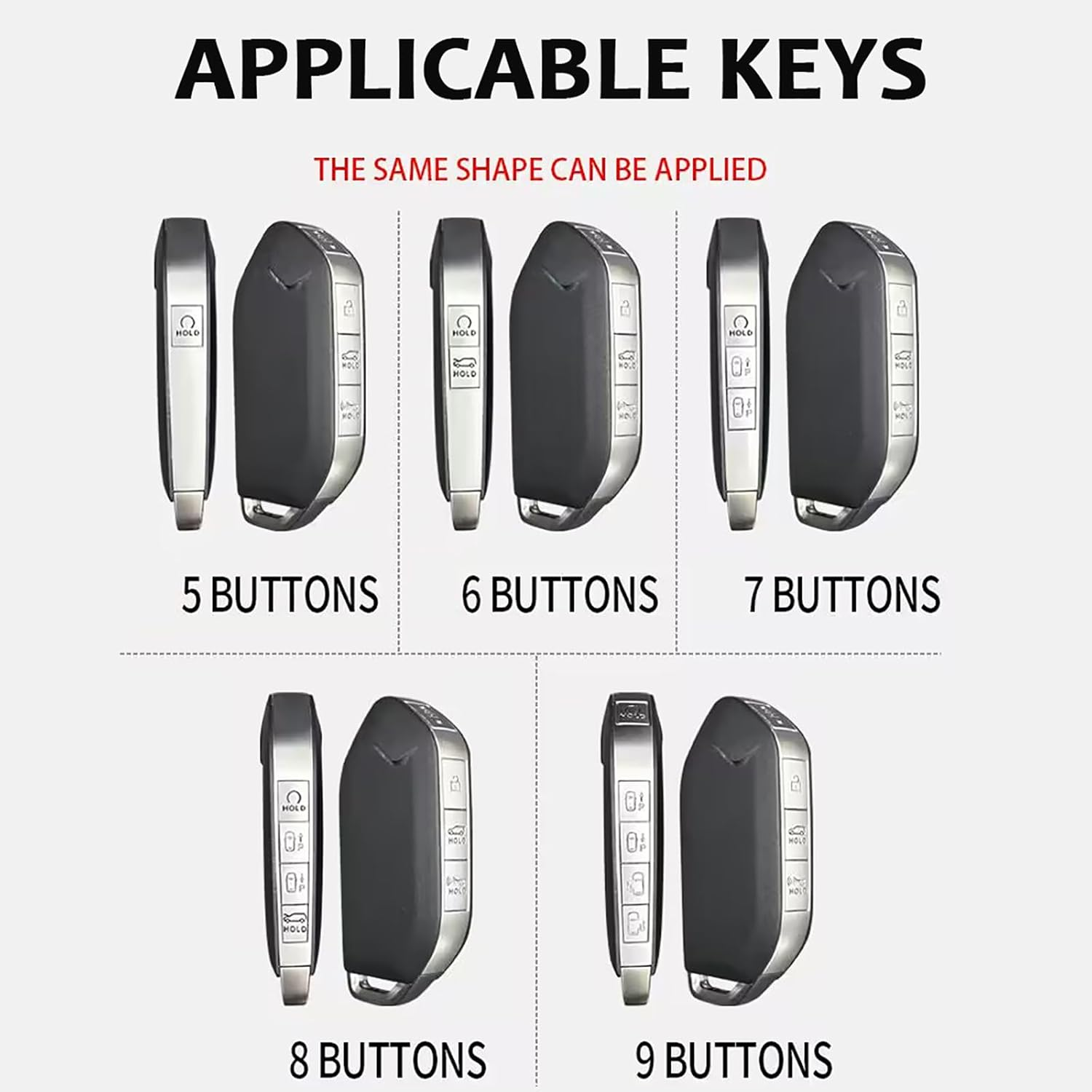 Ontto Cowhide Car Key Cover Fit for Kia Telluride 2023 2024 Sorento EV9 2024 2025 Keyless Go Key Holder Handmade Leather Case Keyring Keychain Smart Shell Accessories Protector 7 Buttons Blue image number 4