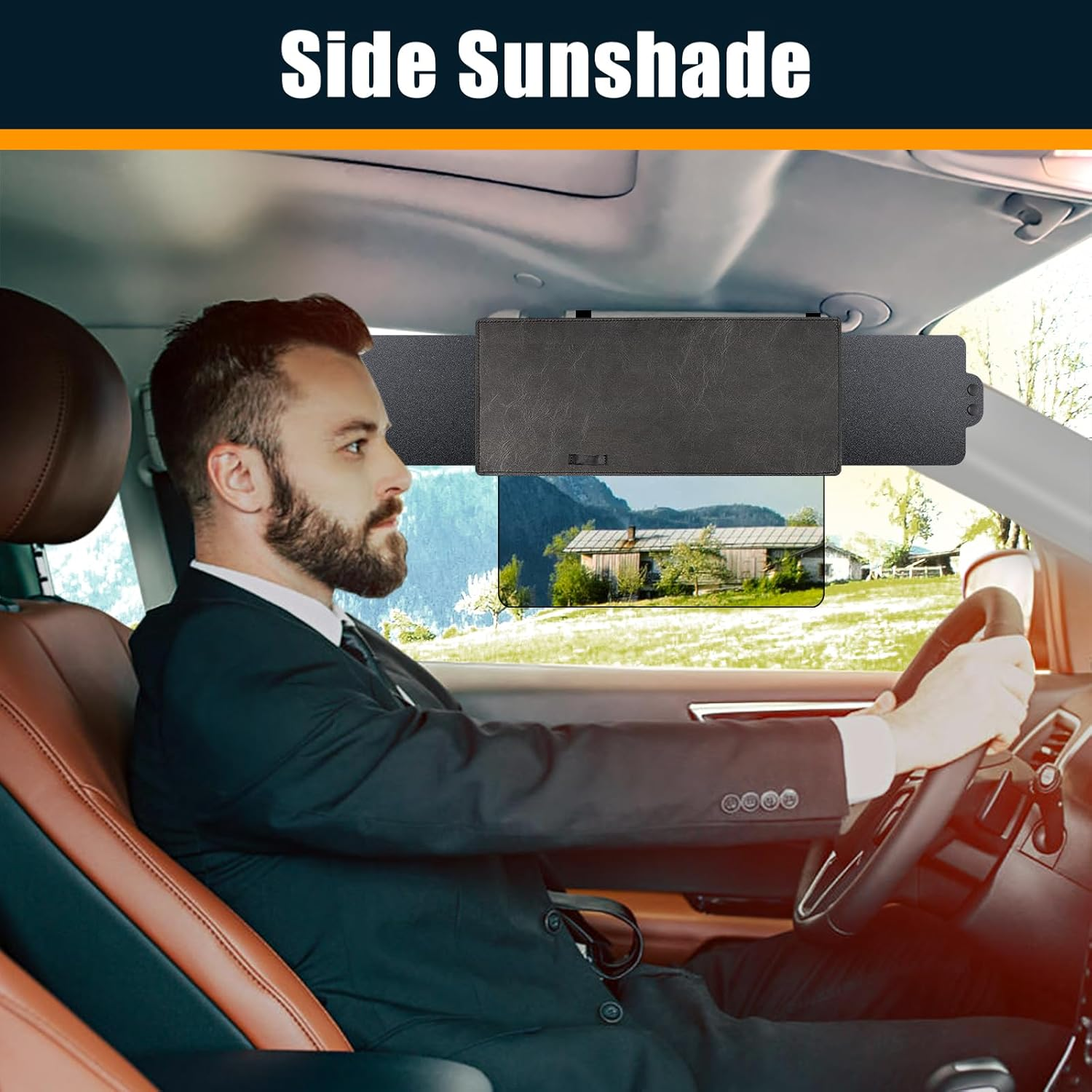 Veharvim Polarized Sun Visor for Car with 2 Side Sunshade, Upgraded UV400 Car Sun Visor Extension with PC Lens and Side Sunshade,Anti-Glare Car Visor for Safe Driving image number 2