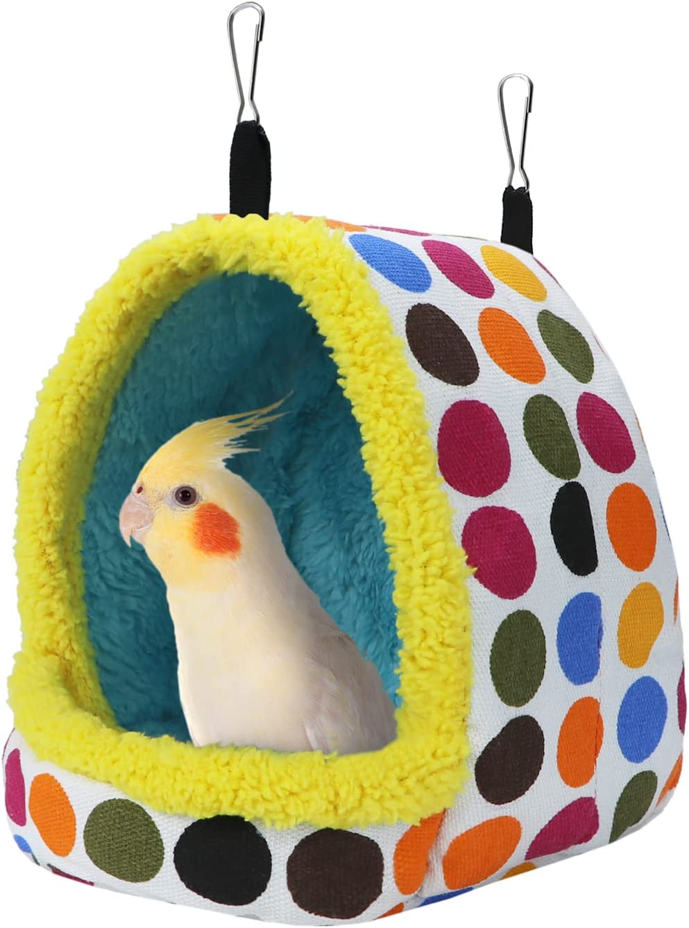 Bird Hanging Hammock Winter Warm Parrot Nest House Bed Plush Snuggle Pet Cave Hammock Toy for Conure Lovebird Budgie Parakeet Cockatiel Cage Accessory (Medium) image number 1
