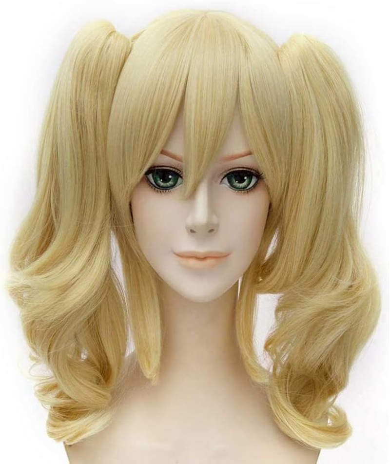 Anime Cosplay Wigs for Women Blond Synthetic Wig with 2 Ponytails Halloween Costume Party Cosplay Wig