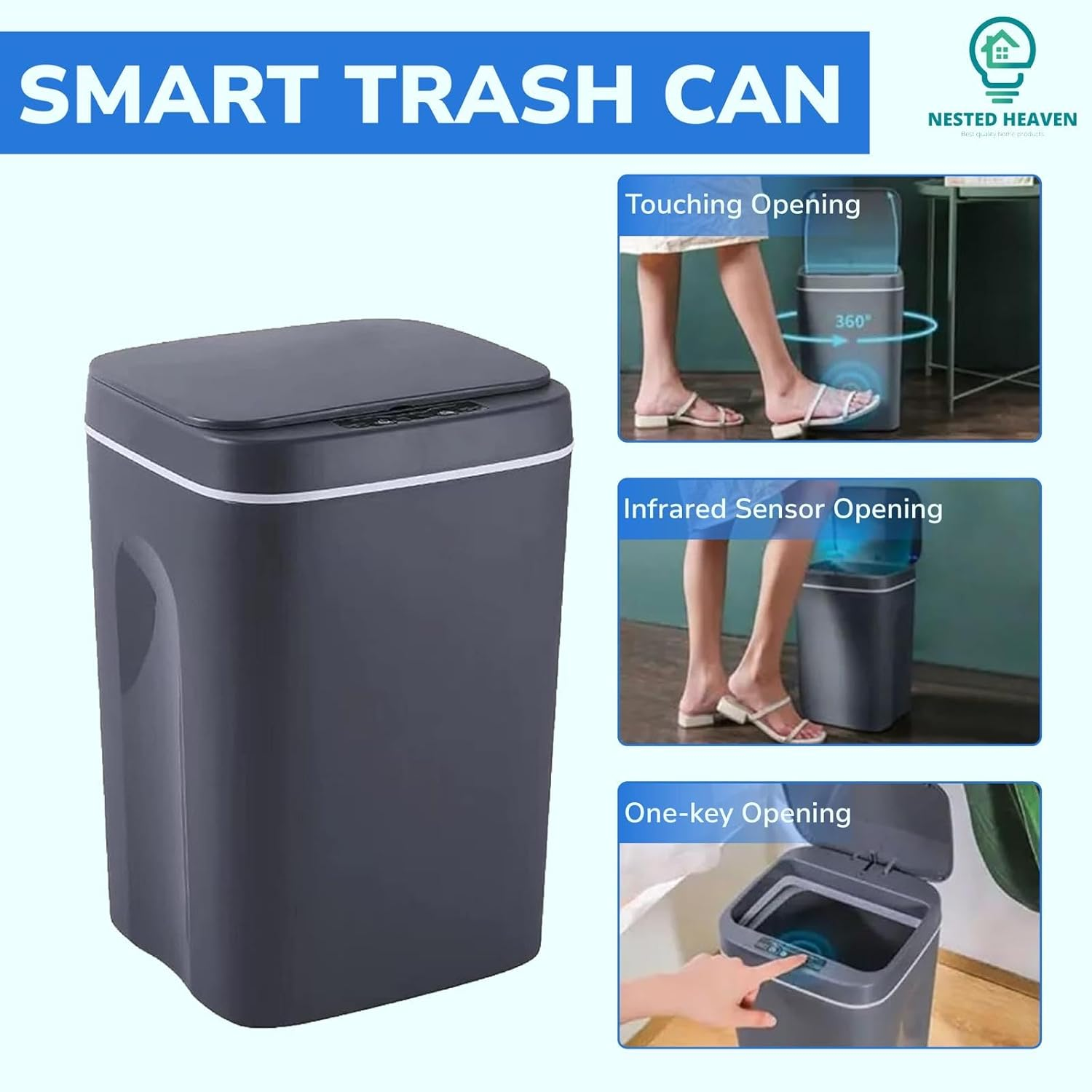 14L Battery Operated Trash Bins for Home and Office Can Be Charged image number 1
