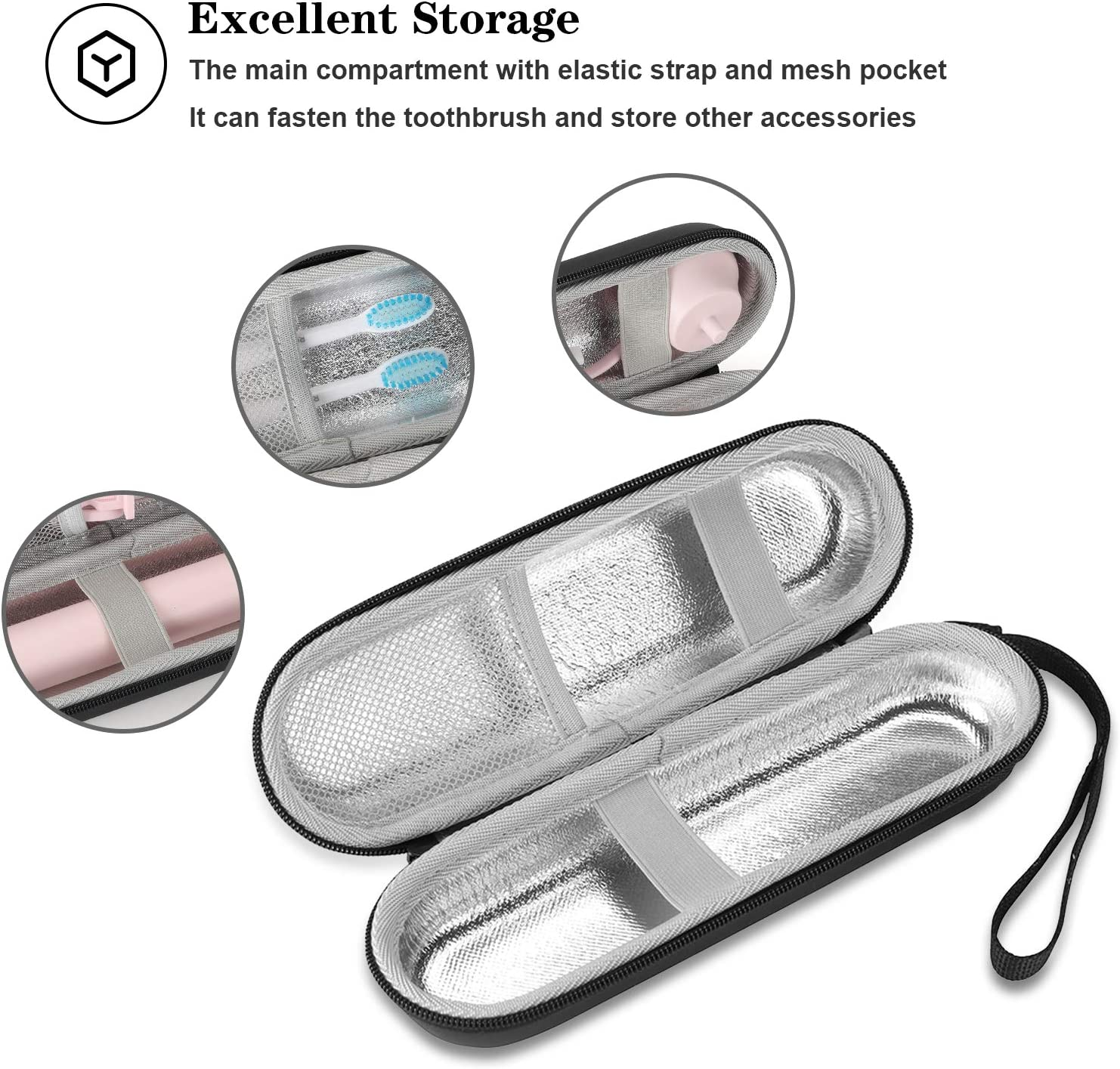 Procase Electric Toothbrush Hard Travel Case Compatible with Oral-B Pro 1000 8000, Philips Sonicare 1100 5100 6100, Carrying Bag Carrier for Battery Power Rechargeable Toothbrush (Case Only) &ndash;Black image number 6