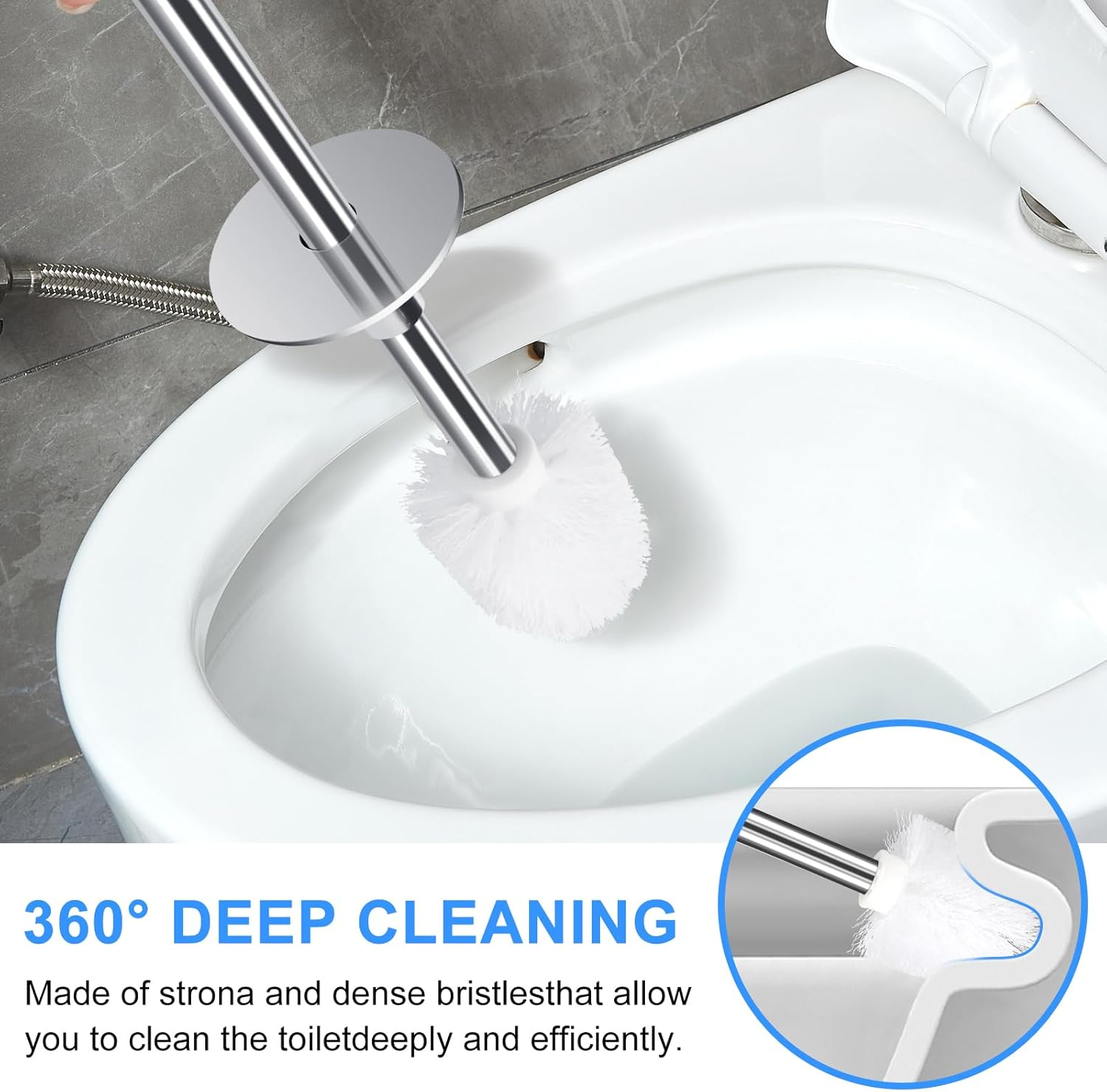 Topsky Toilet Brush, Toilet Bowl Brush and Holder, Toilet Brushes for Bathroom, Compact Toilet Bowl Cleaner Brush with Storage (White) image number 1