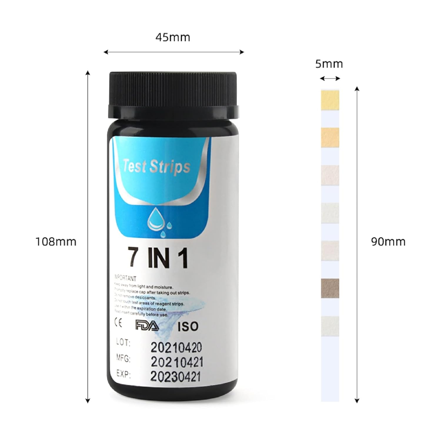 Maiju 7-In-1 Test Strips Spa and Pool Test Strips Tester Testing Kit for Total Hardness/Total Chlorine/Free Chlorine/Bromine/Ph/Total Alkalinity/Nitrite 50Ct image number 5