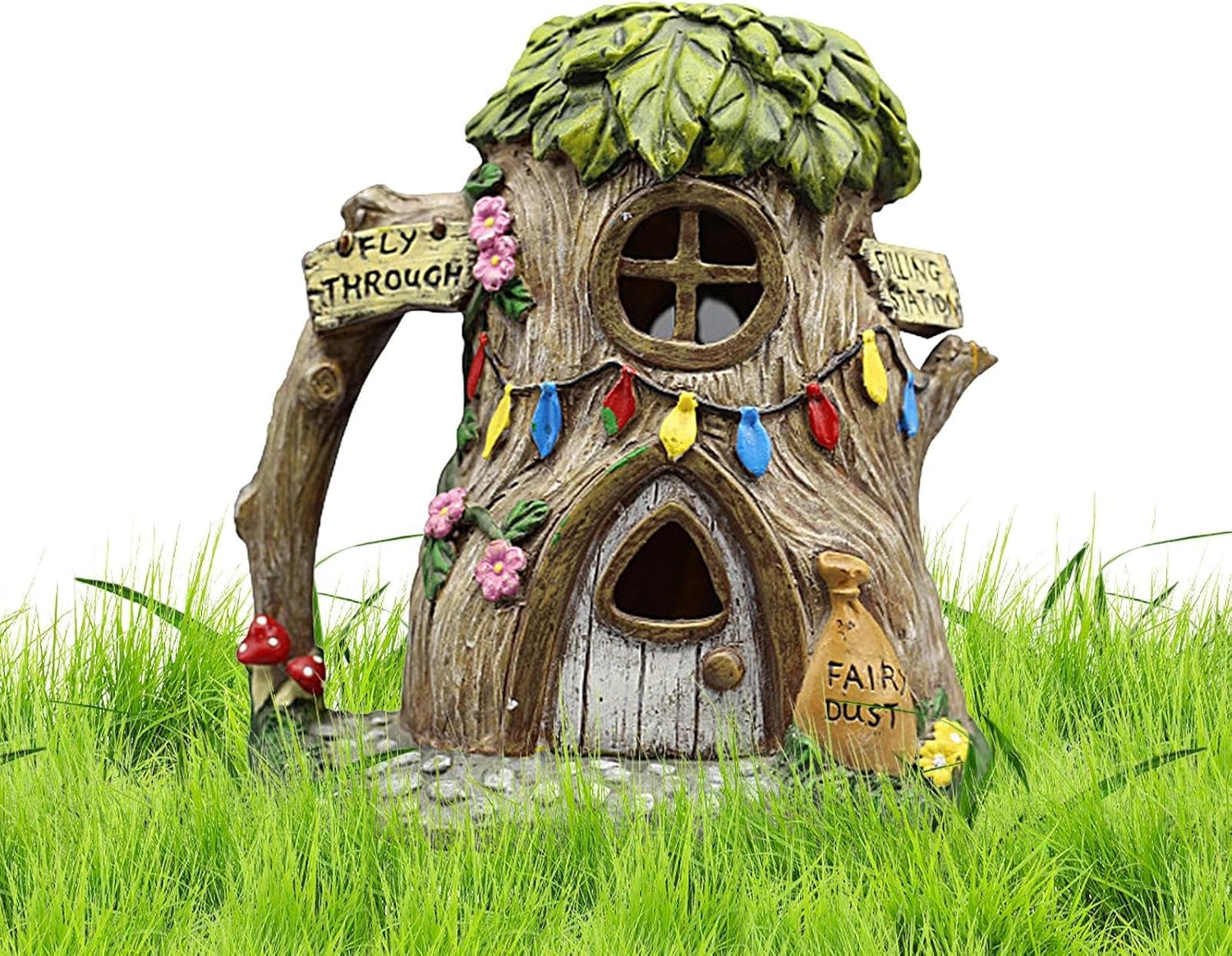 Solar Light Fairy Garden House, Fairy Garden House Solar Outdoor Statue, Backyard Halloween Decoration, Outdoor Statues, Outdoor, Lawn Ornaments for Home and Outdoor Decor Pochy