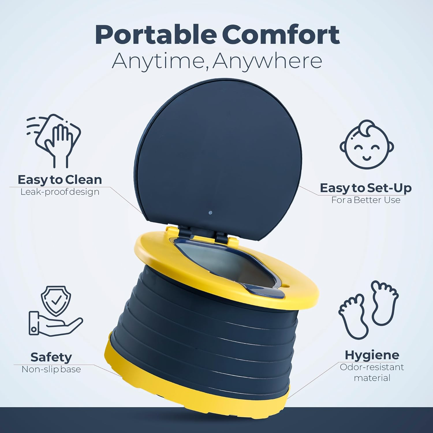 Travel Potty for Toddlers, Portable Potty Training Toilet, Compact Toddler Potty Chair for Car, Indoor Outdoor Travel Toilet for Kids - Dark Blue - Dark_Blue image number 4