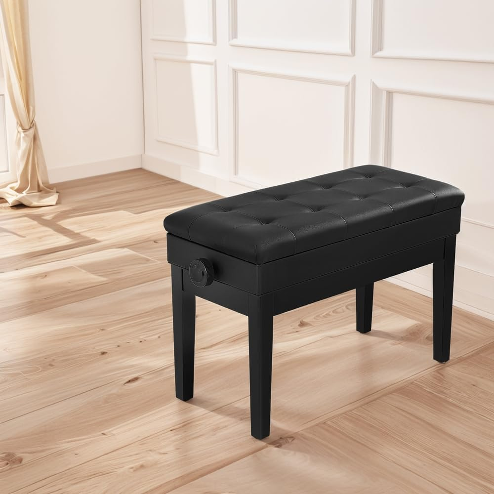 Alpha Piano Bench Stool Adjustable Height Keyboard Seat W/Storage Wooden Chair image number 2