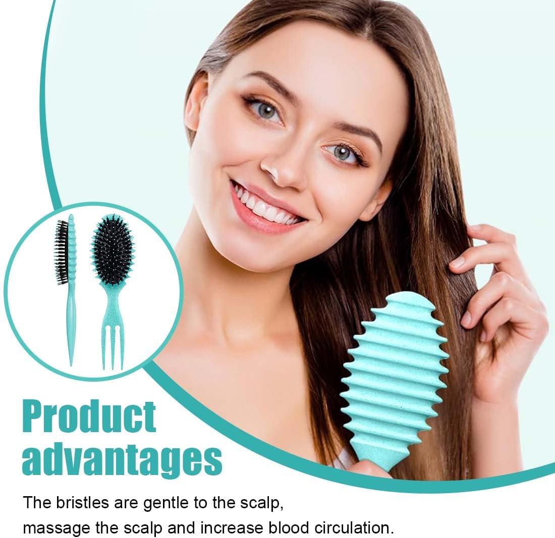 GXGM 1 X Brush Curl, Curl Hair Brush, Curl Define Styling Brush, Curling Brush, Define Styling Brush, Bouncy Curl Brush for Detangling, Shaping and Defining, Green, Black, A image number 2