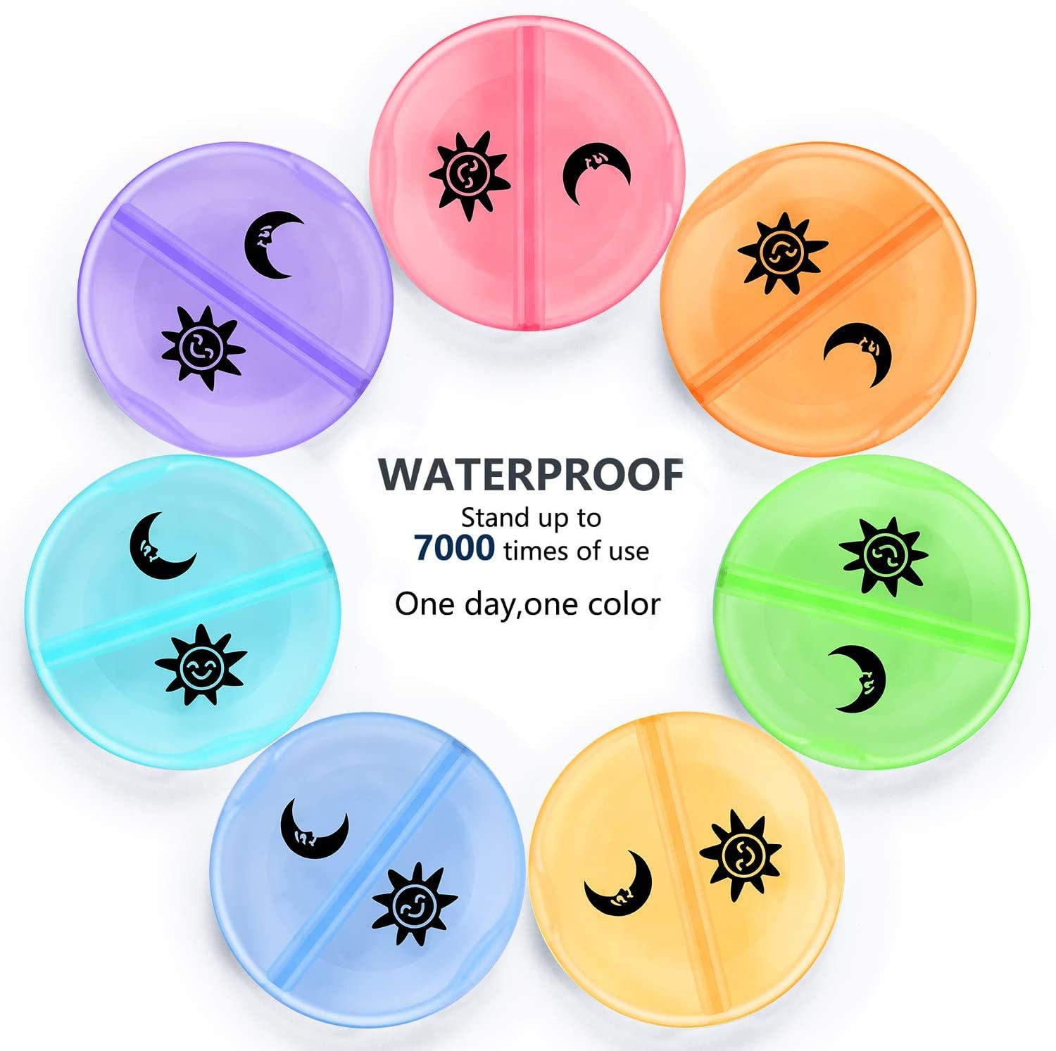 Weekly Pill Organizer, round Pill Box 2 Times a Day, Travel Medicine Organizer, Large Box for Travel, Medicine Organiser image number 6