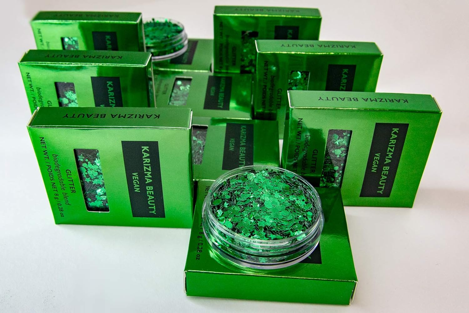 Vegan Biodegradable Chunky Glitter // Karizma Beauty Green Bio Glitter Eco Glitter Face Glitter Festival Chunky 8G image number 4