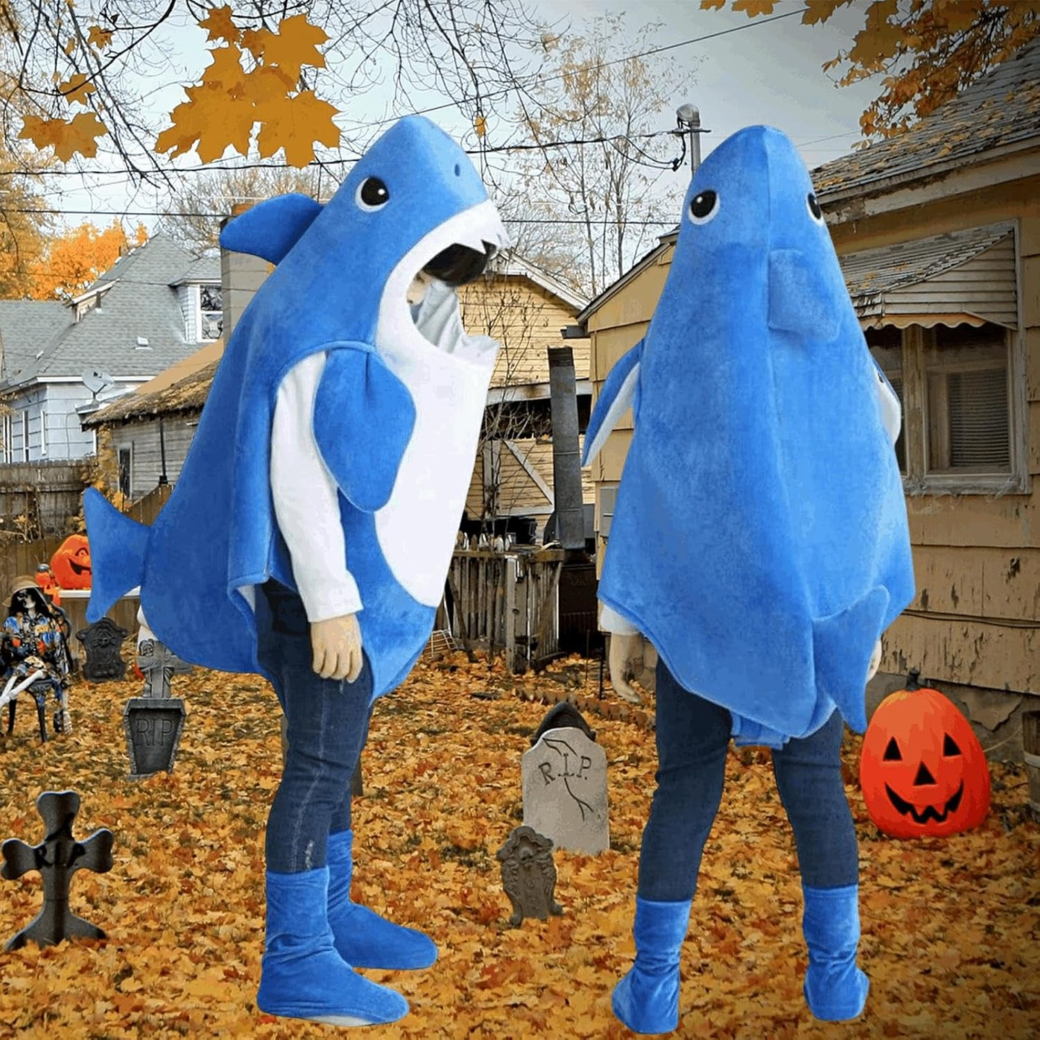 Toddler Halloween Costume Boys Shark Hooded Rompers Little Girls One Piece Jumpsuit for Birthday Gift image number 5