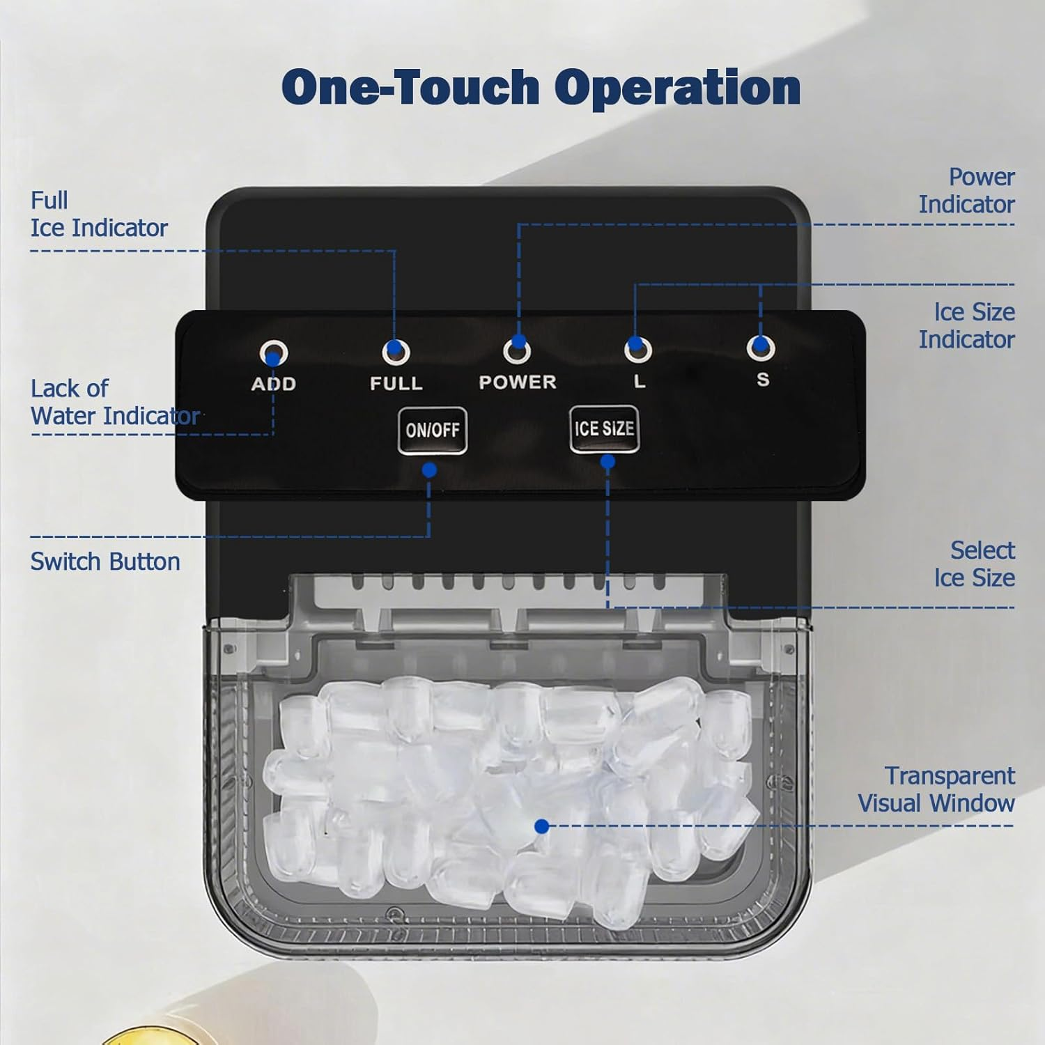 Portable Countertop Ice Maker, 9 Bullet Ice in 6&ndash;10 Mins, 12&ndash;15Kg/24H, 1.5L Water Tank, Auto-Clean Stainless Steel Icemaker with Basket & Scoop for Home, Office, Bar (Stainless Steel, 1.5L) image number 1