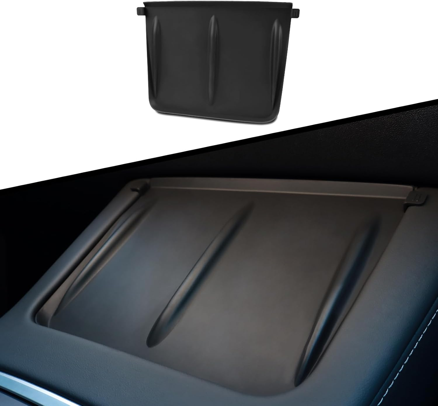 Rislobx Tesla Model 3 Model Y Center Console Organizer Tray Hidden behind Screen Storage Box Dashboard Sunglasses Holder Tesla Accessories (Black)