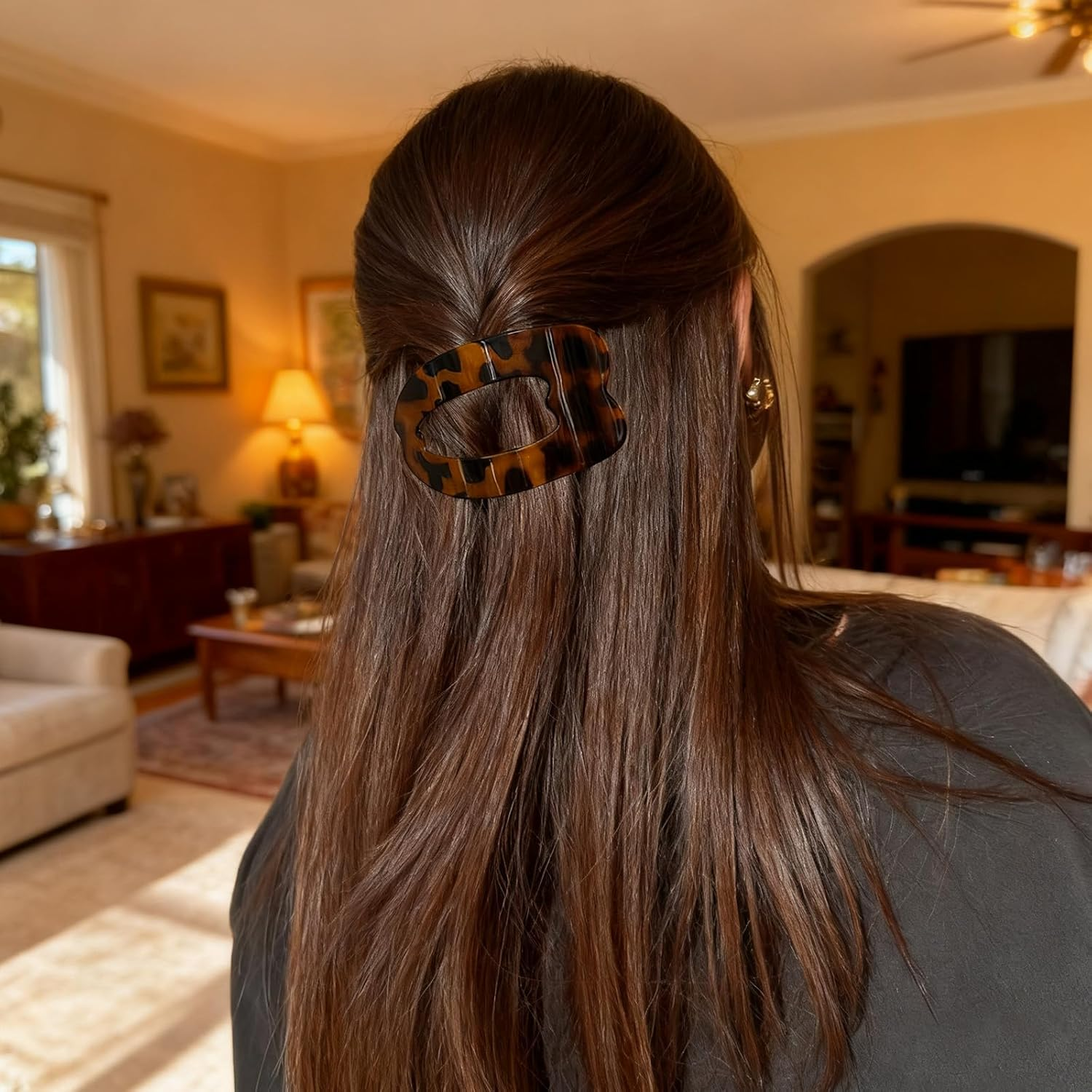 Auroriel 4 Pieces Flat Hair Clips for Women Girls Shiny Flat Crab Clips Firm Hold Hair Clips for All Hair Types Large Hair Crab Clips for Daily Use image number 2