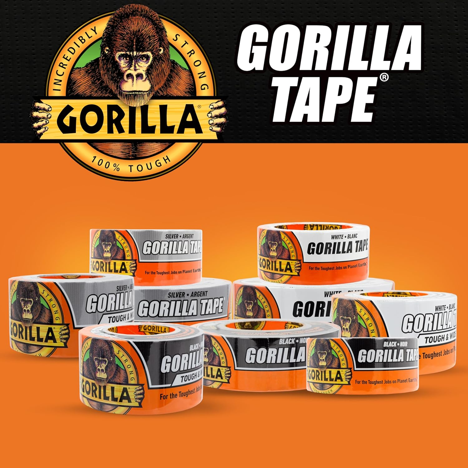 Gorilla Tough & Wide Duct Tape, 2.88" X 25 Yd, White, (Pack of 1) image number 3