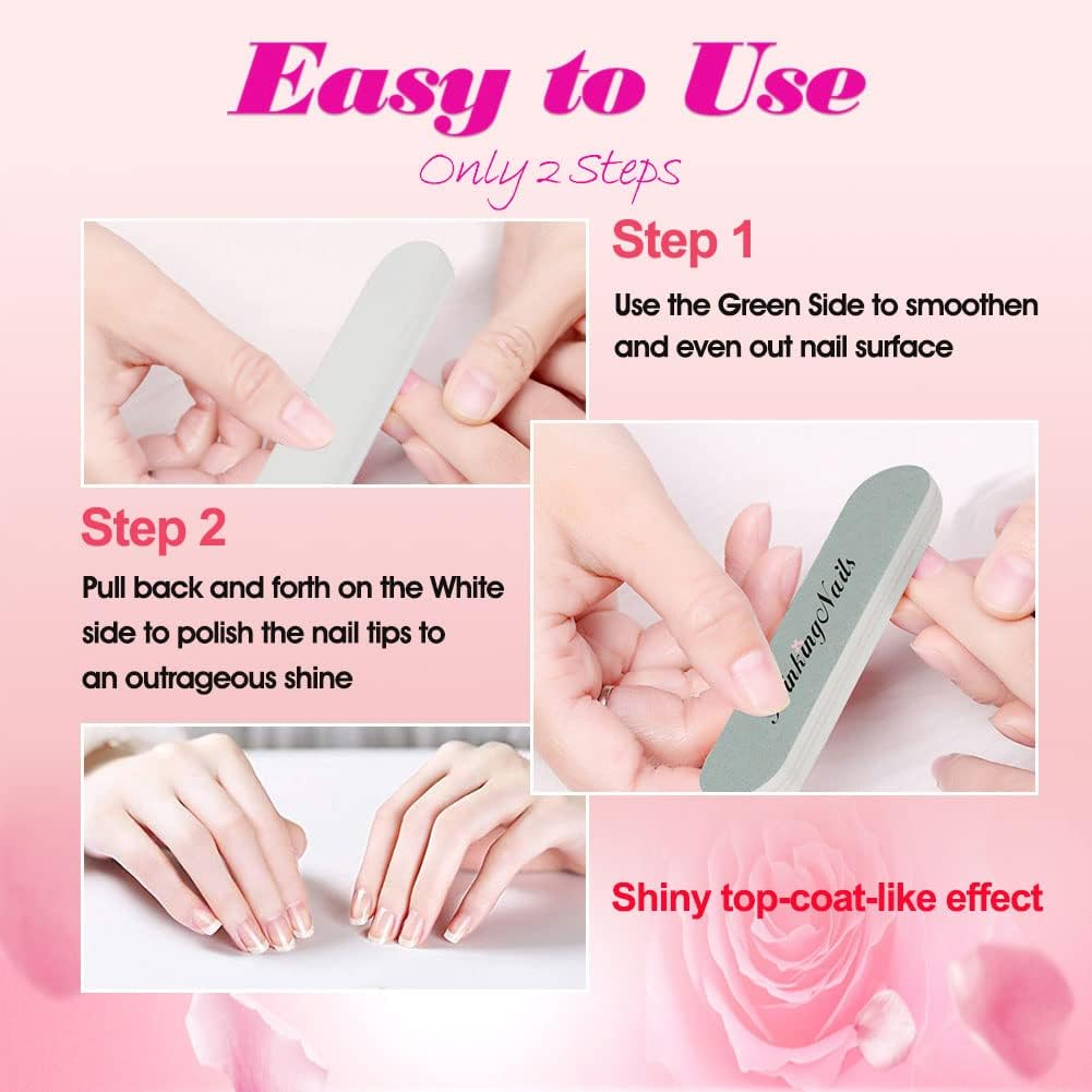 Blinkingnails Fine Nail Buffer File for Polishing,Smooth and Shiny Natural Nails,Mini Size Nail Buffer Block 300 and 6000 Grit Cushion Nail File Art Pedicure Manicure Tips Pack of 14Pcs image number 2