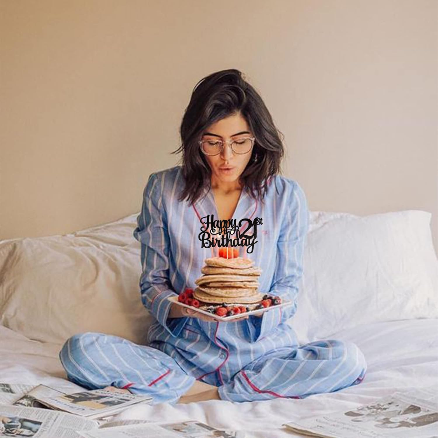 1 PACK Happy 21St Birthday Cake Topper Glitter Cheers to 21 Years Birthday Cake Pick 21 Fabulous Cake Decoration for Happy 21St Birthday Theme Party Decorations Supplies Black - 13Th image number 2