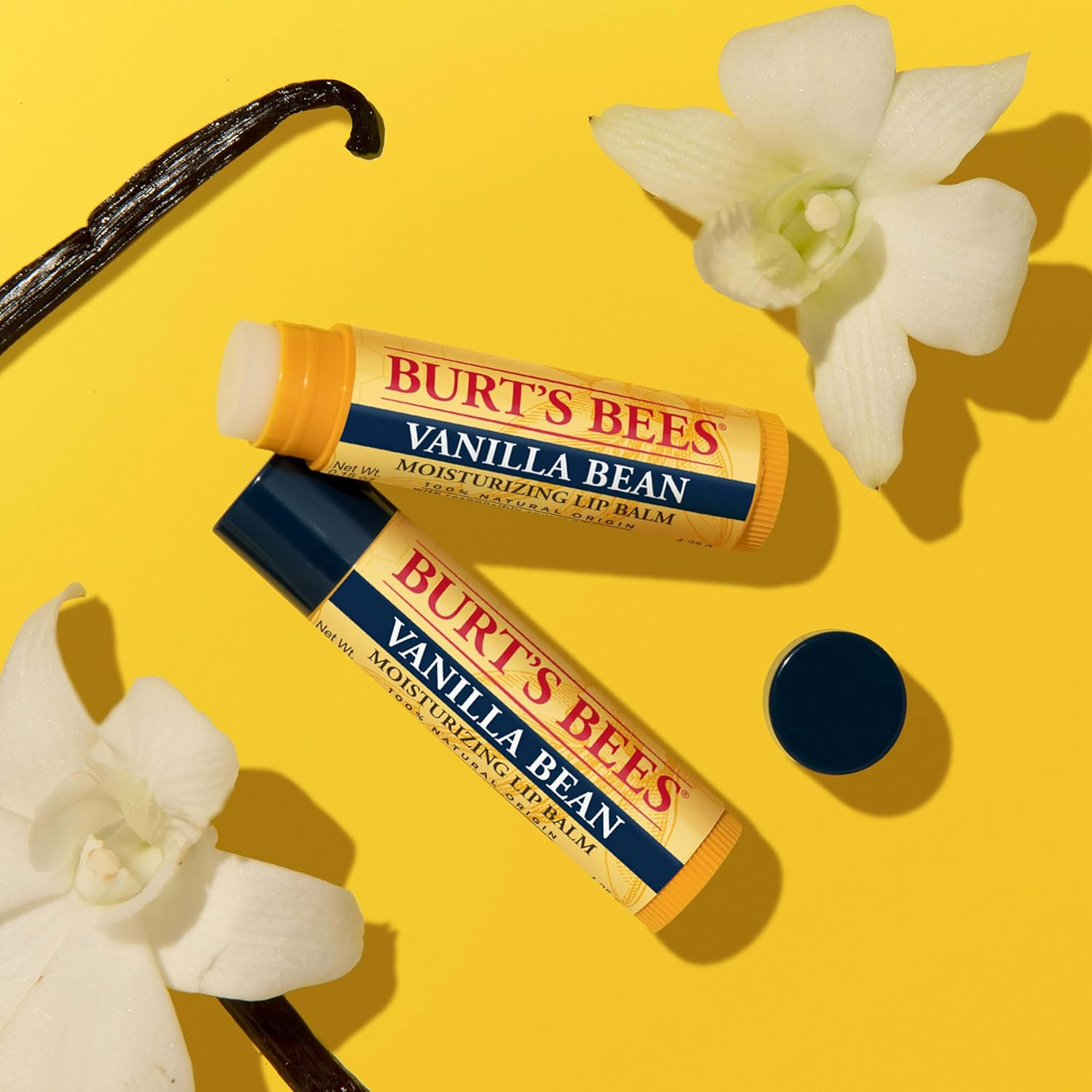 Burt'S Bees 100% Natural Origin Moisturising Lip Balm, Vanilla Bean, 4 Tubes image number 4