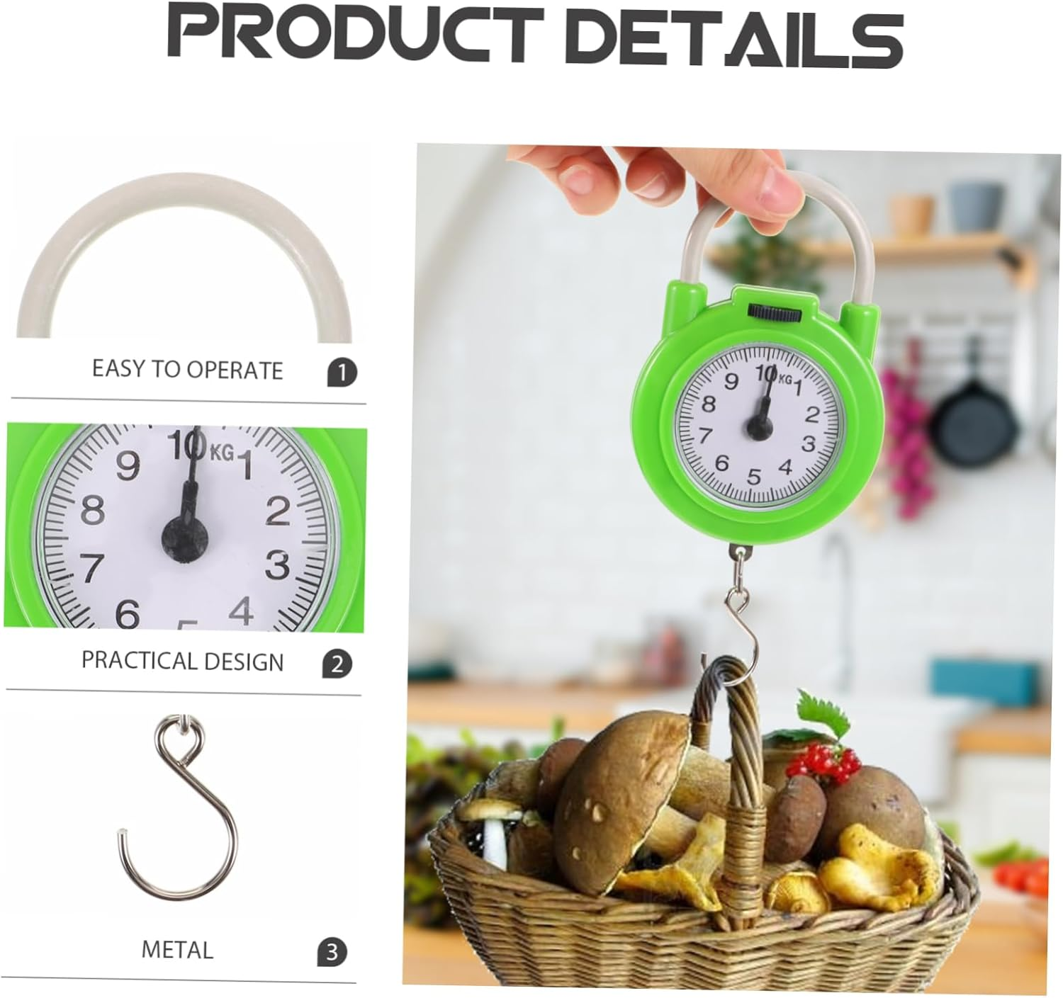 OATIPHO Portable Spring Scale Handheld Luggage Weight Scale Manual Suitcase with Hook Small for Travel Outdoor Green image number 1