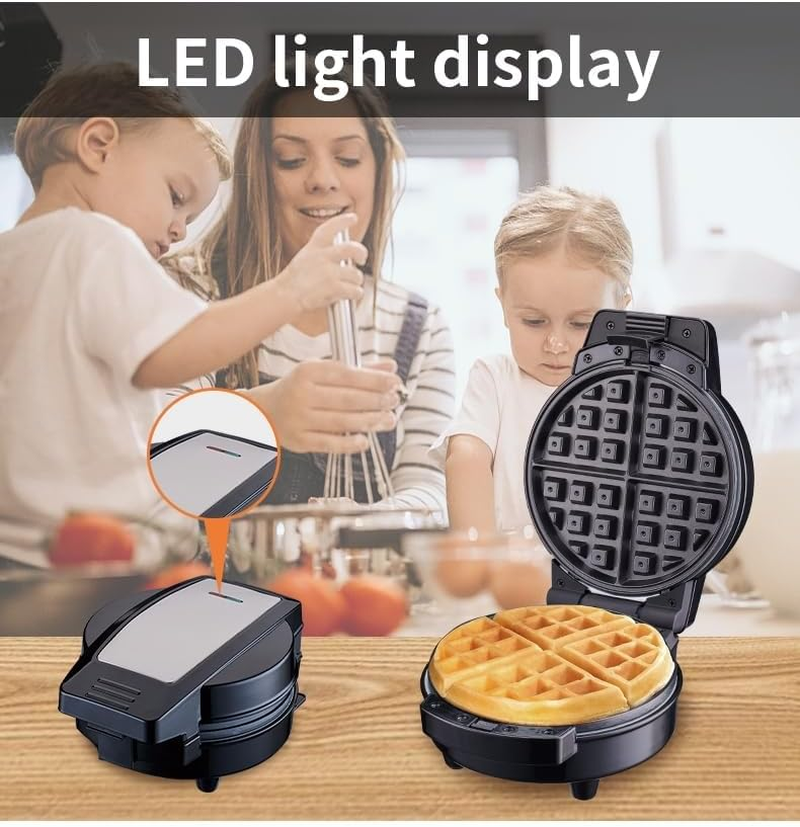 3-In-1 Electric Waffle Maker with Interchangeable Plates, Non-Stick Surface, Black image number 1
