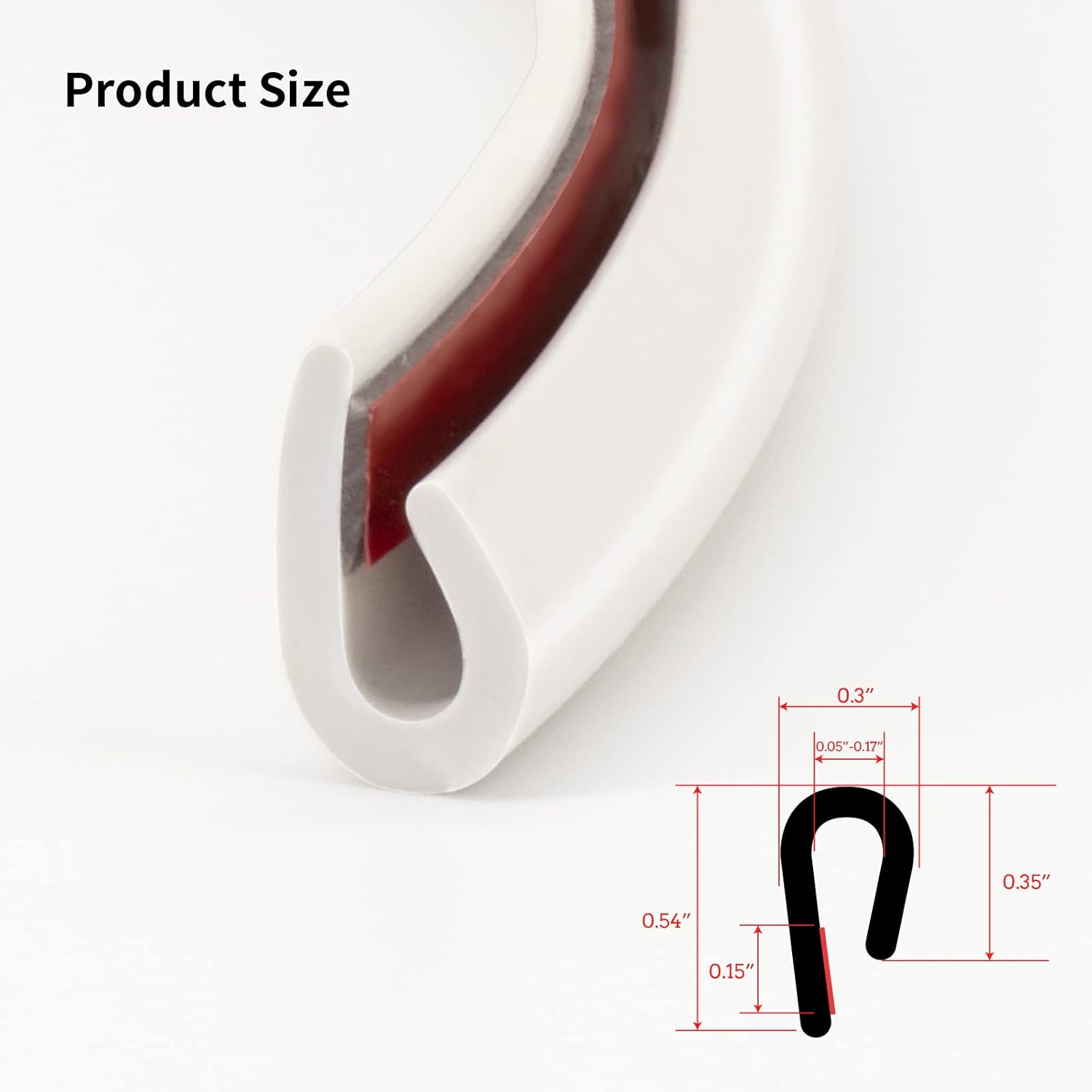 Edge Trim-Rubber U Channel Length with Self-Adhesive Design for Car Doors, Table Corners, Etc (26FEET 0.27Inch, White) image number 5