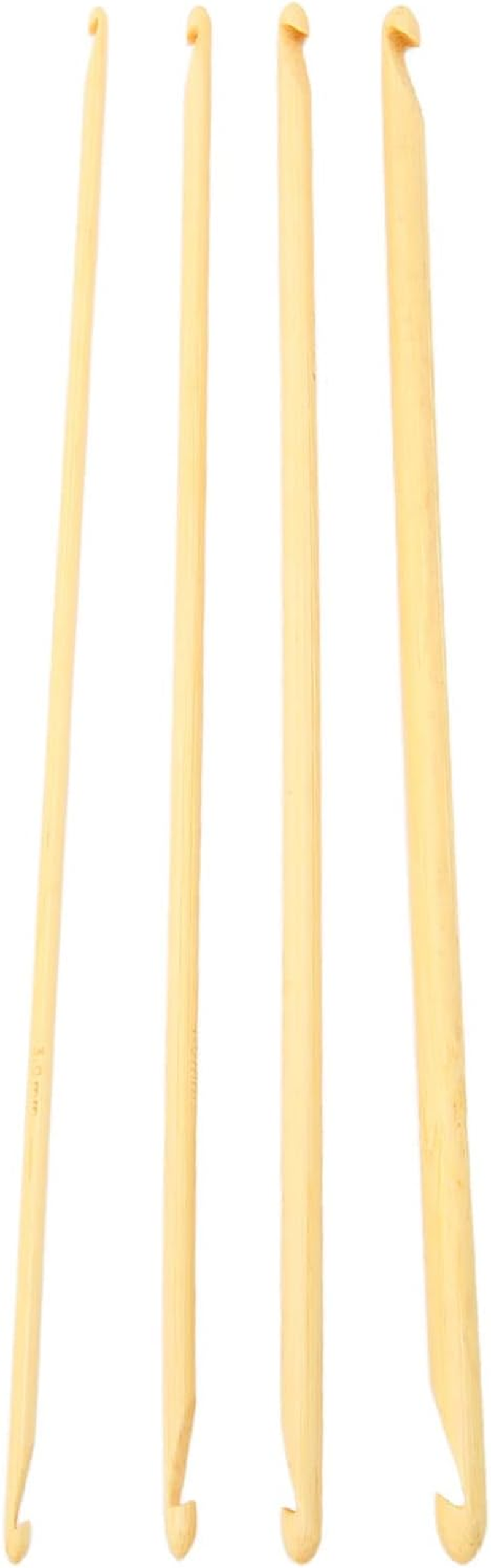 4Pcs 9.4In Long Double Ended Bamboo Tunisian Crochet Hook - Assorted Size anti Slip Knitting Needle for Sewing image number 2