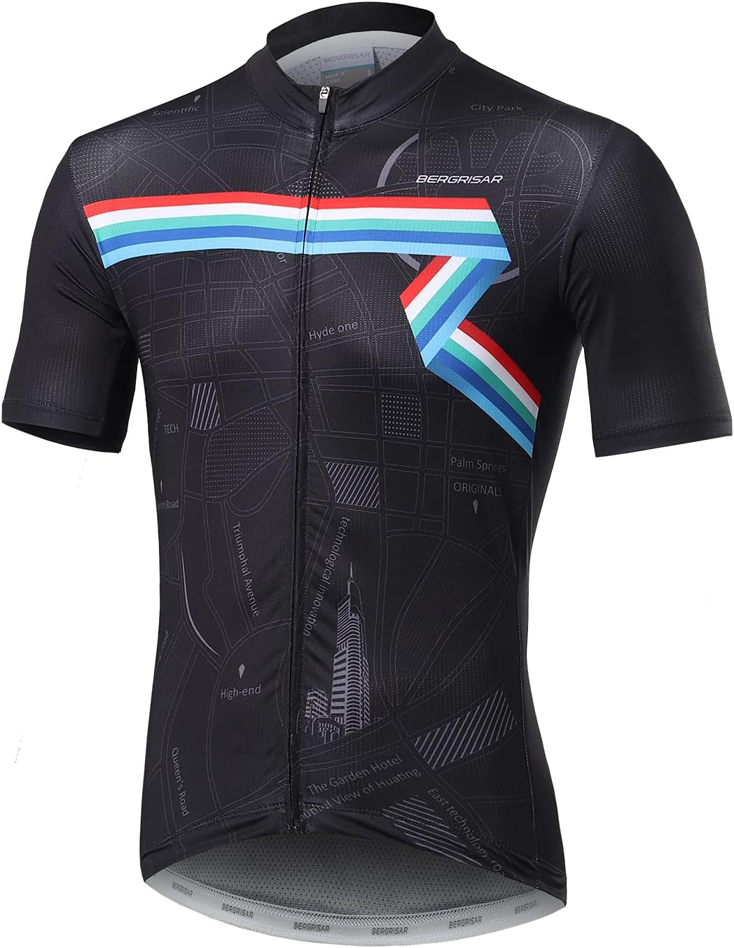 BERGRISAR Cycling Jersey Mens Bike Shirts Short Sleeve Bicycle Biking Clothes with Pockets