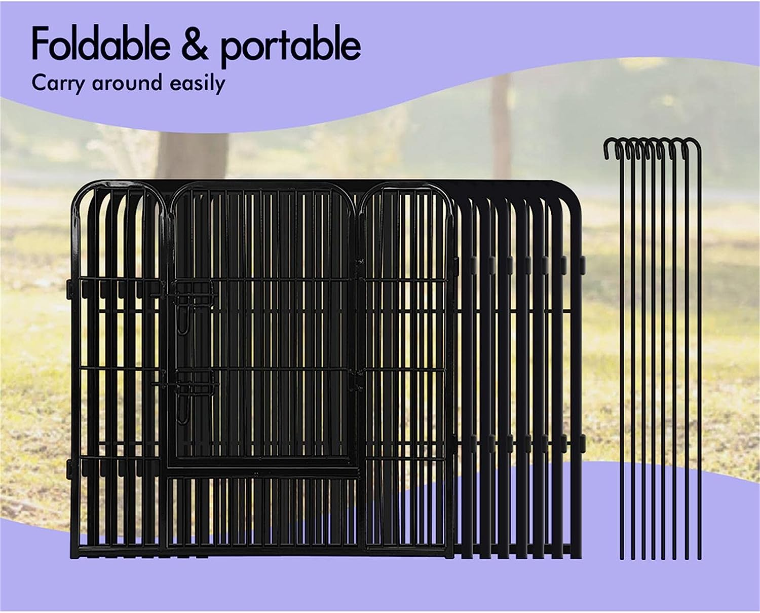 Beastie Foldable Pet Dog Metal Playpen 40", 8 Panels Folding Dog Play Pen Frame for Puppy Cat Rabbit Animal, Universal Portable Pet Exercise Cage Play Yard Enclosure Fence for Indoor Outdoor Enhanced image number 6