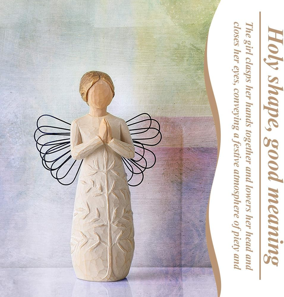 Angel Hugging Christmas Ornament, Willow Tree Friendship, Sculpted Hand Painted Figure, Home Decor for Men Women, Praying for Luck and Happiness (1, Worship) image number 5