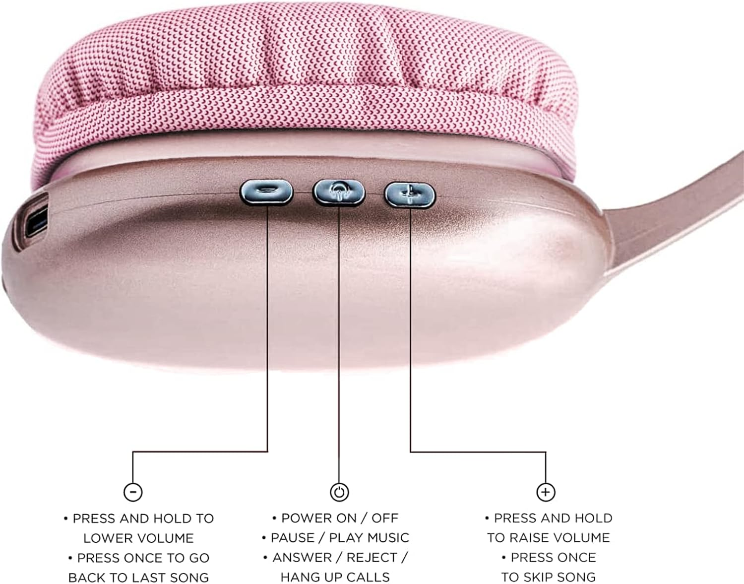 Ijoy Ultra Wireless Headphones with Microphone - Rechargeable over Ear Bluetooth Headphones with 10Hr Playtime, SD Slot, Backup Wire - Soft Cushion Wireless Headset with Mic (Pink) image number 2