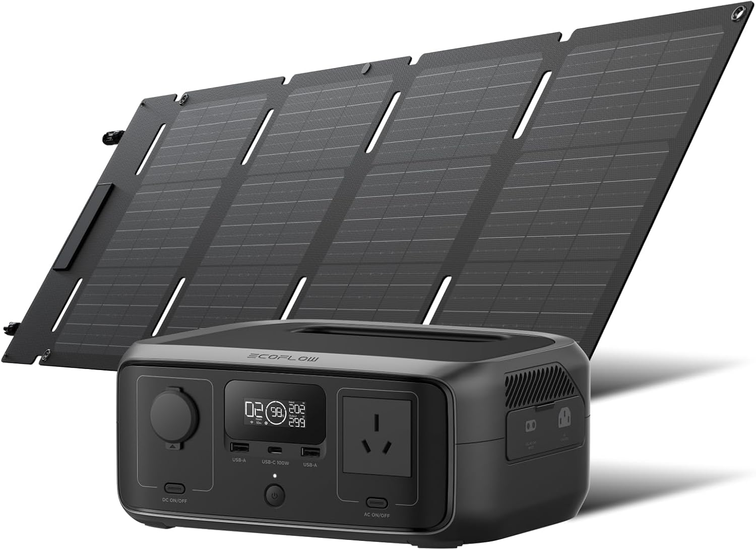 EF ECOFLOW RIVER 3(UPS) Power Station with 60W Solar Panel, 245Wh Lifepo4 Battery, 300W up to 600W AC Output, <10 MS UPS & <30 Db, 1Hr Fast Charging Solar Generator for Outdoor/Camping/Home Use image number 2