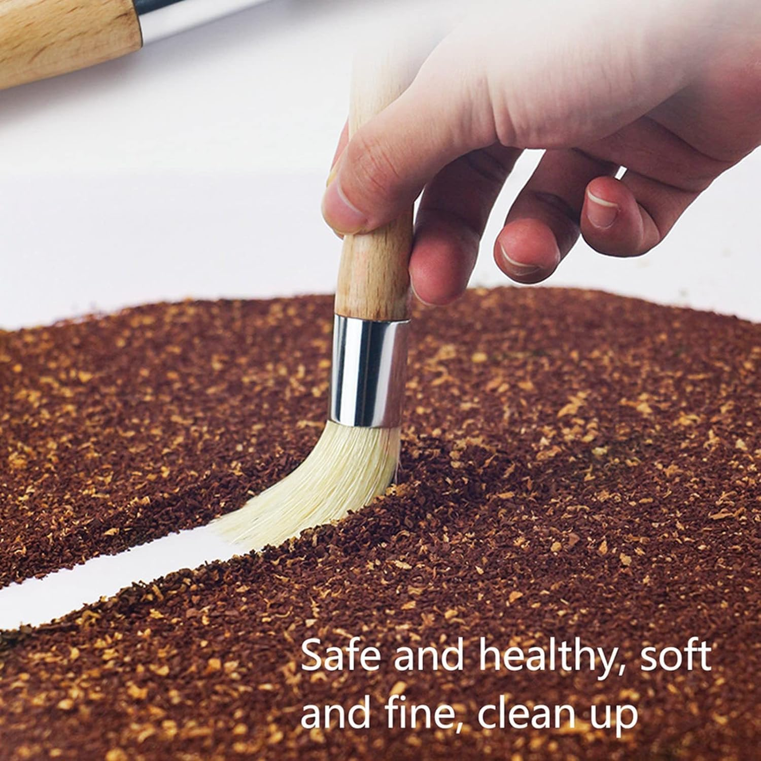 Coffee Grinder Cleaning Brush,1Pc Natural Boar Bristles Handle Espresso Machine Cleaning Brush,Coffee Grinder Brush Natural Bristle Cleaning Brush,Natural Bristles Wood Dusting Espresso Brush,Brown - Brown image number 6