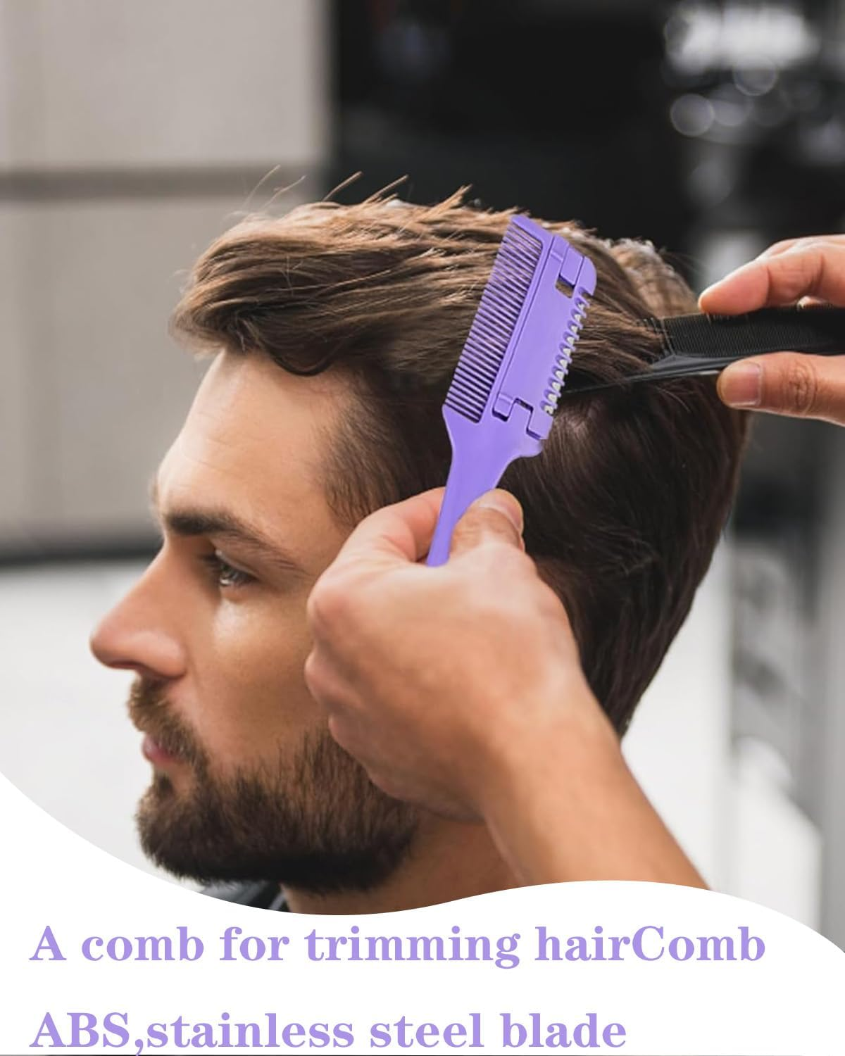 KGDUYC Pack of 2 Hairdressing Comb Thinning Scissors, Comb Thinning Hair Cutting Tools, Double Sided Haircut Trimmer, Hair Adults Children Hairdresser Home image number 4