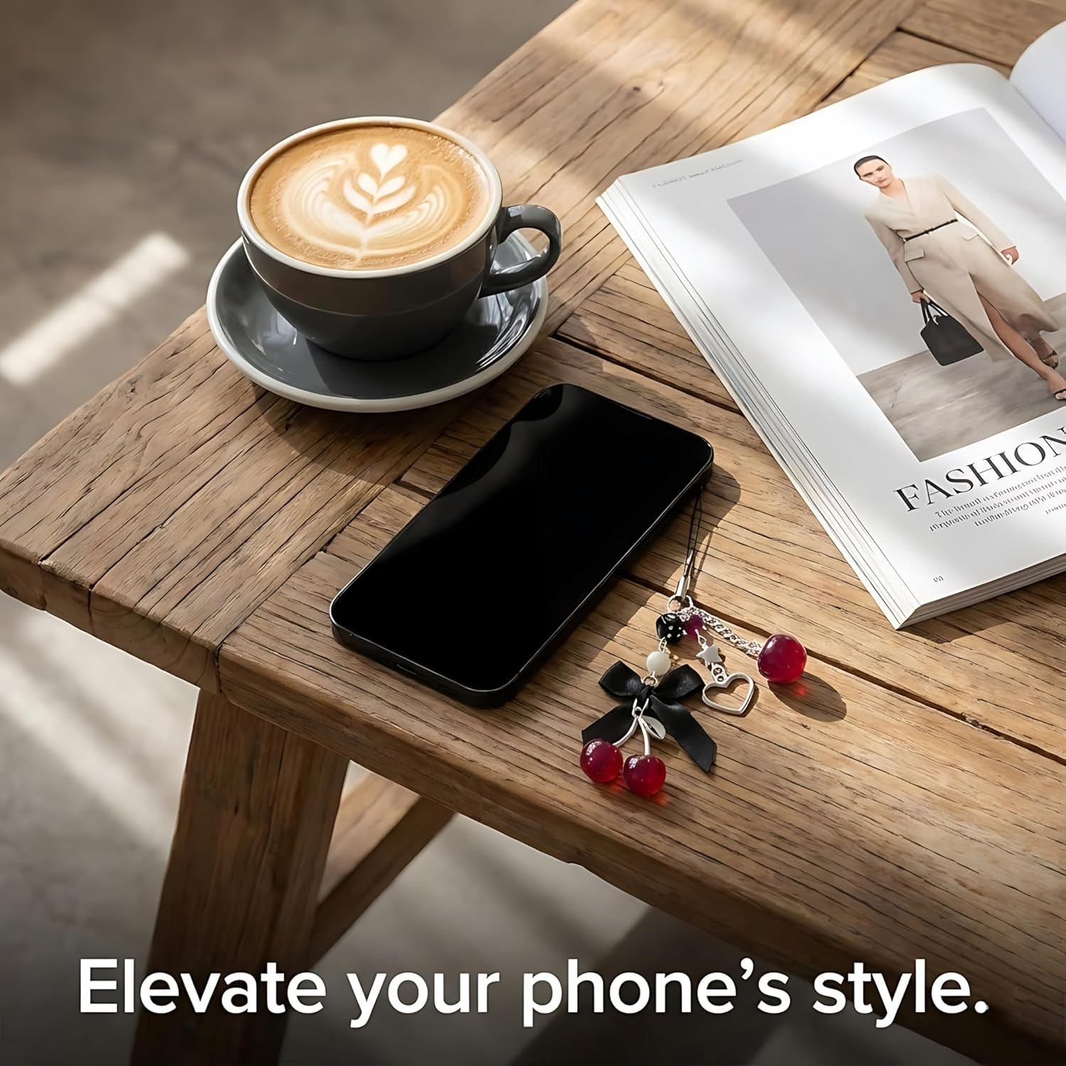 Nalefow Phone Charms Strap Cute Cherry Cellphone Straps Aesthetic Pink Red Black Bluecherry Phone Chain for Camera Keychain Bag Pendant Decor Gift image number 3