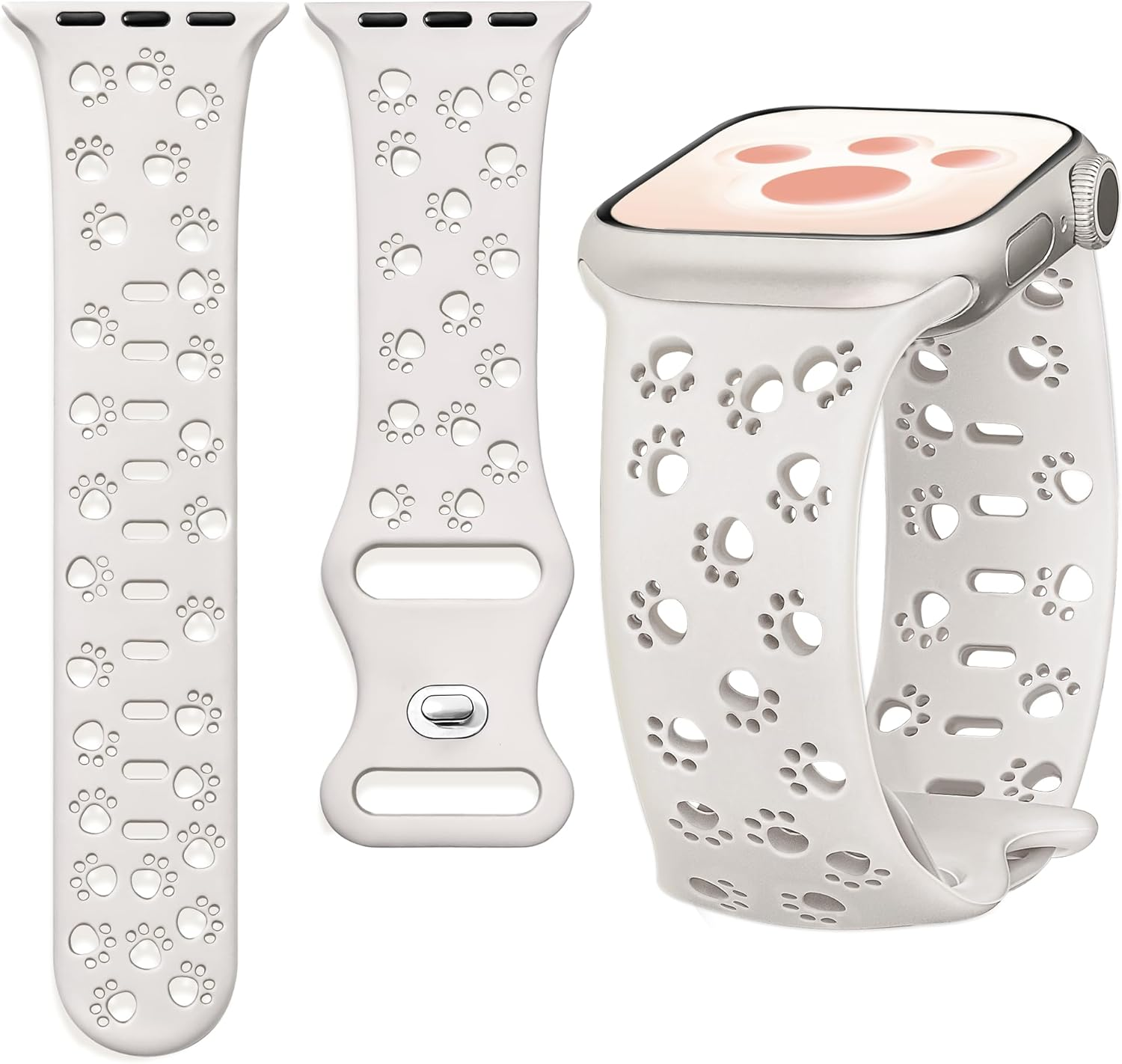 Ocaer Compatible with Apple Watch Strap 49Mm 46Mm 45Mm 44Mm 42Mm 41Mm 40Mm 38Mm, Soft Cute Silicone Bands for Iwatch Series 11 10 9 8 7 6 5 4 Ultra 3 SE 3 2 1, Fancy Dog Paw Printed Bracelet, Women