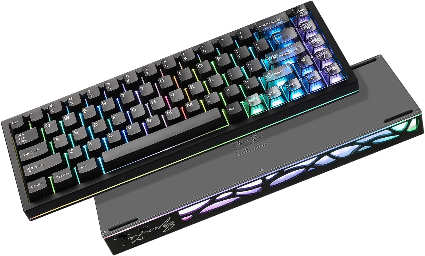 YUNZII AL65 Wireless Mechanical Keyboard,Support QMK/VIA Aluminum Gaming Keyboard,Gasket Structure,60% Hot Swappable with RGB Backlit Custom Keyboard for Mac/Windows (Black, Zero Linear Switch)