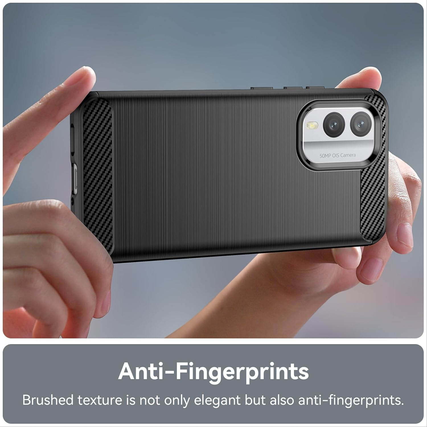 HEYUS Case for Nokia X30 5G, Shock-Absorption Brushed Flexible Soft Carbon Fiber Protective Cover for Nokia X30 5G - Black image number 4