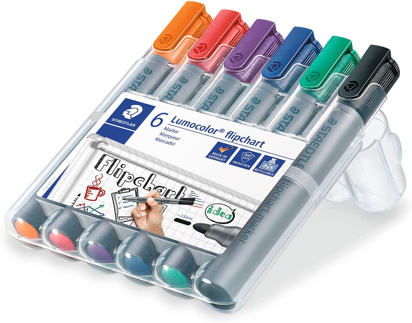 Staedtler Lumocolor Flipchart Markers with Bullet Tip, Assorted (Pack of 6) image number 3
