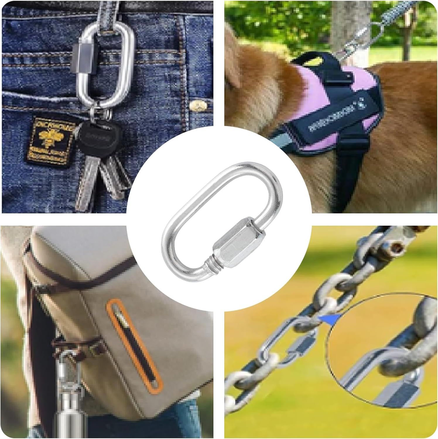 HOME MASTER HARDWARE 304 Stainless Steel Keychain Carabiner Clip Set for Backpack, Key Ring, Camping, Hiking Equipment image number 2