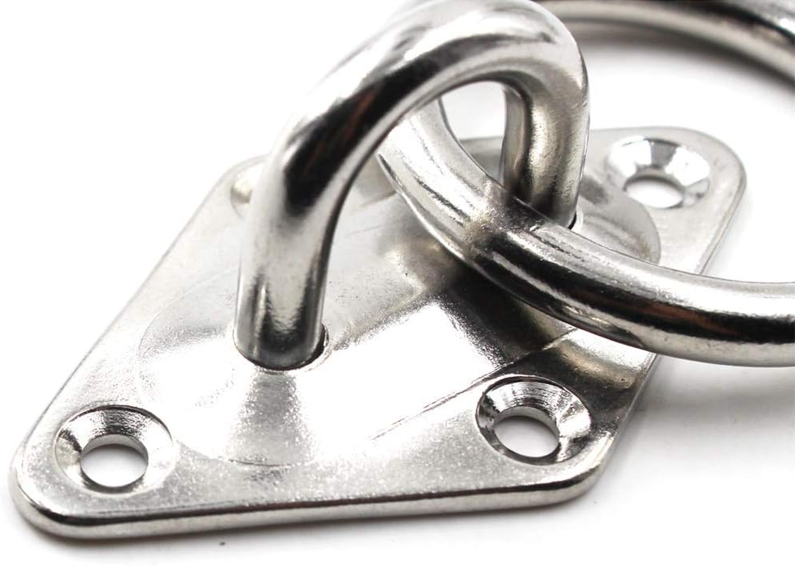 Ceiling Wall Mount Hook Heavy Duty Anchor Diamond Pad Eye Plate 304 Stainless Steel Great for Yoga Swings Hammocks/Boat Rigging/Marine Deck Hardware/Suspension Training Straps, 8Mm Diamond with Ring - 6Mm Diamond image number 6