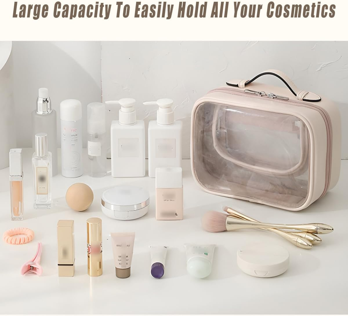 AIMALL Waterproof Travel Cosmetic Bag - Lightweight Transparent Organizer with Dual Compartments, Perfect for Women&rsquo;S Makeup and Toiletries image number 2