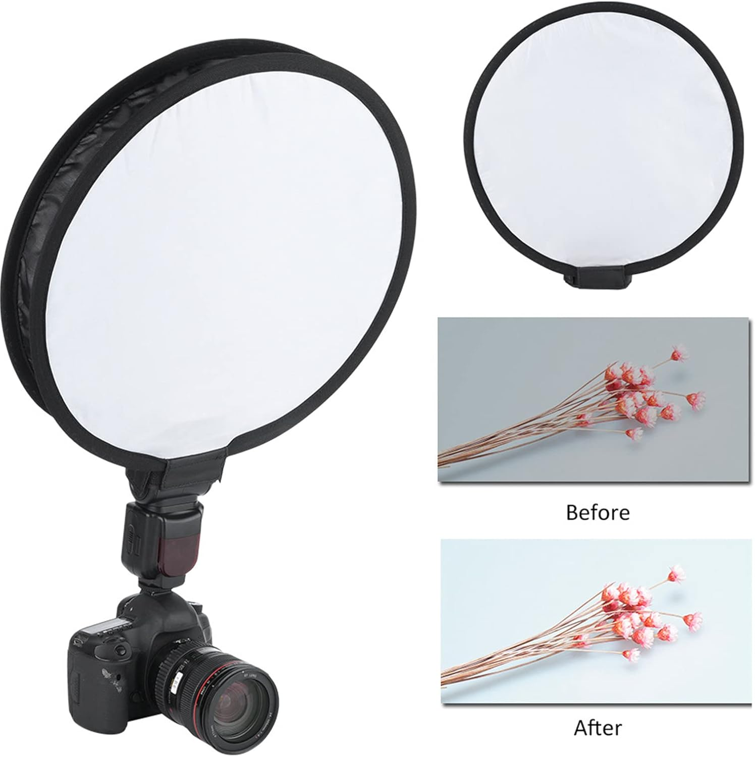 RASTKY Foldable Softbox Diffuser, Portable round Shape Speedlite Softbox with Pure White for Camera Flash Light, Helps to Eliminate Harsh Light and Shadow, Easy to Install and Remove, image number 4