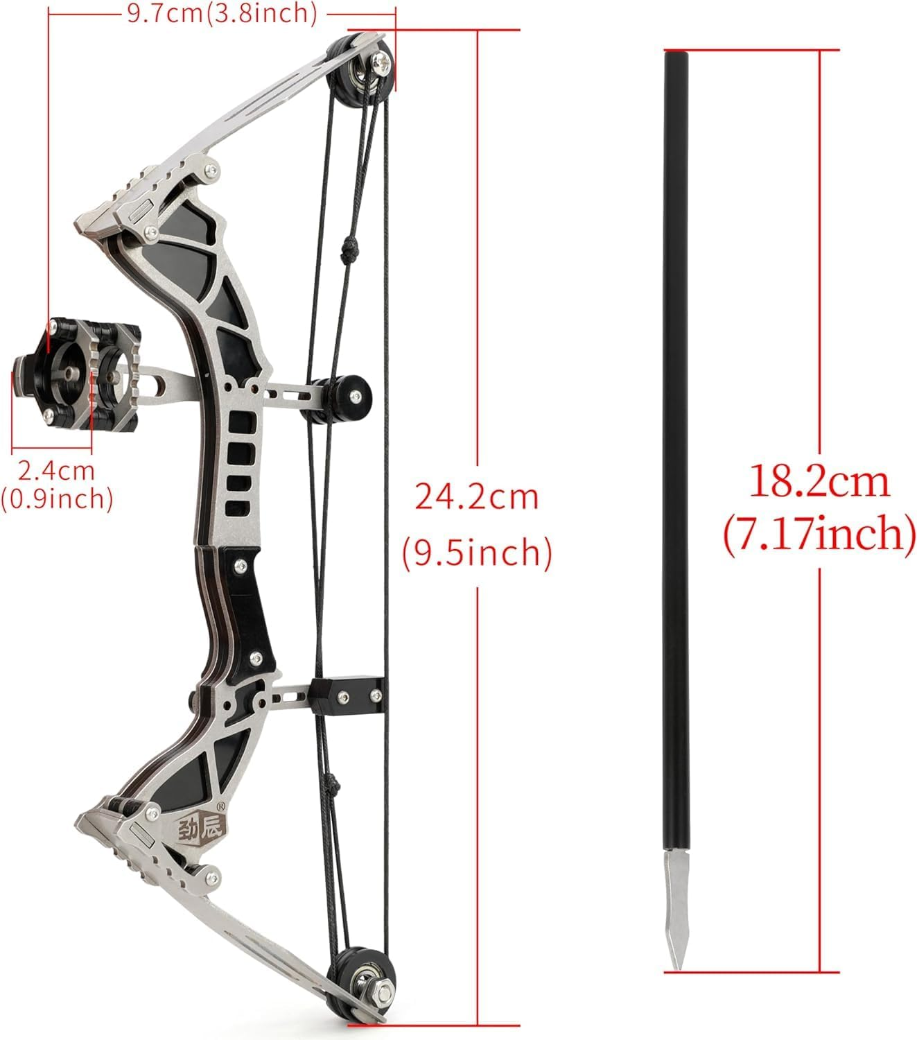 AMEYXGS 9.5Inch Mini Compound Bow Stainless Steel Includes 4/12 Arrows and Target Paper image number 2
