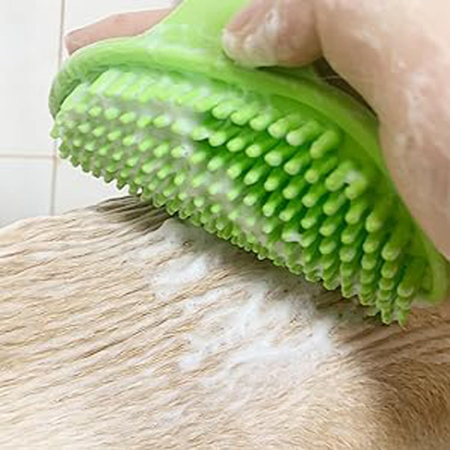 4 Pcs Dog Bath Brush Set - Shampoo Brush & Bubble Maker with Adjustable Handle, Dog Grooming Brush, Paw Washer & Massage Grooming Tool for Short/Long Hair Dogs & Cats (Green) image number 4